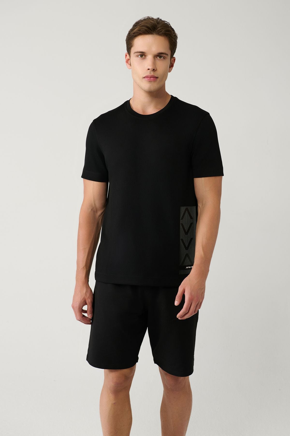 Men's Black Printed Bicycle Yaka Soft Touch T-shirt A41y1328