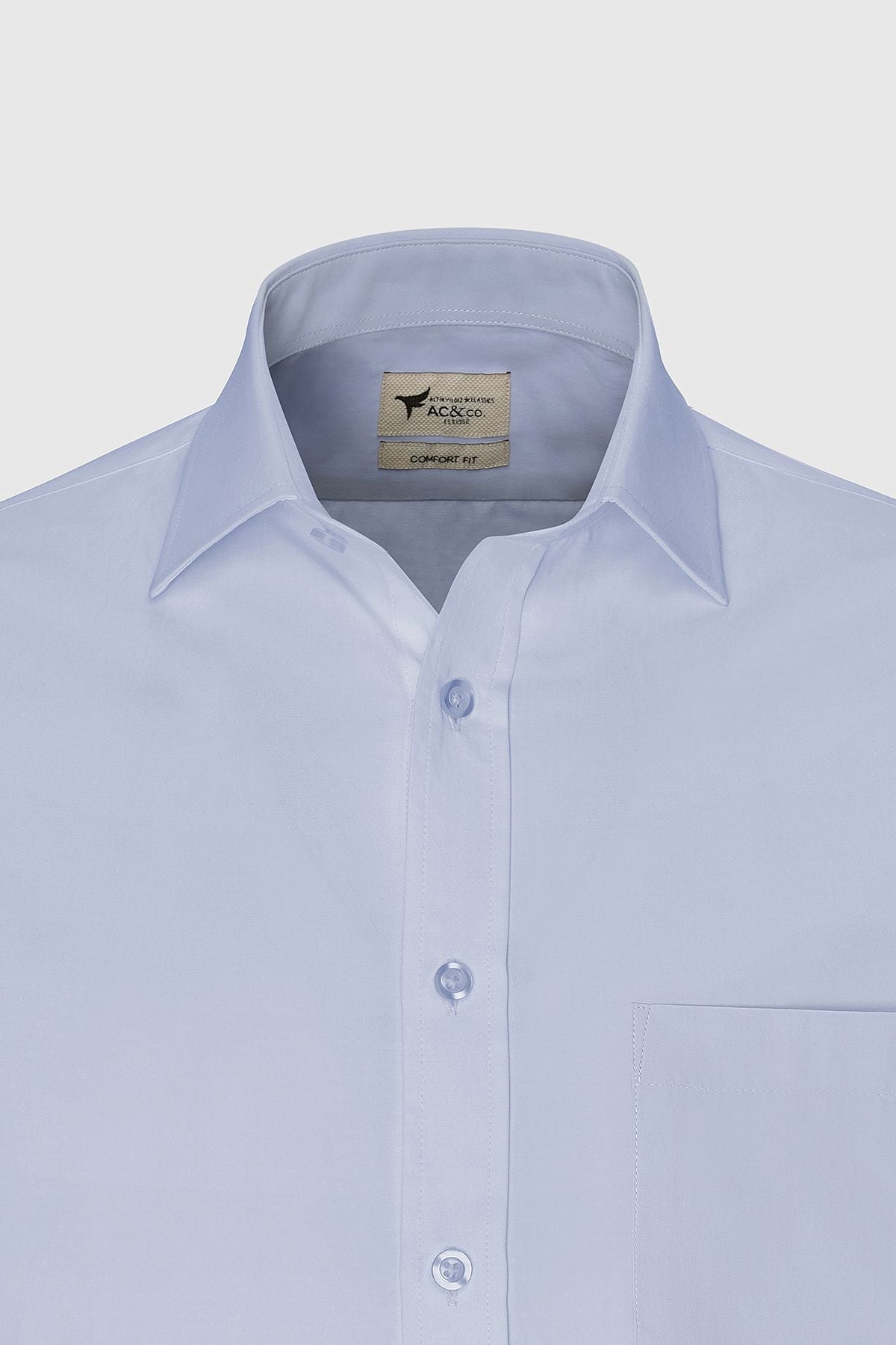 Men's light blue ironing easy comfort fit comfortable cutting classic collar shirt