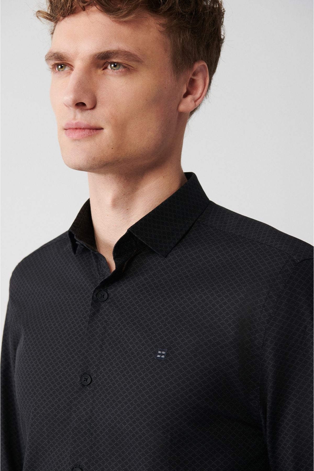 Men's anthracite 100 %cotton printed shirt A31y2040
