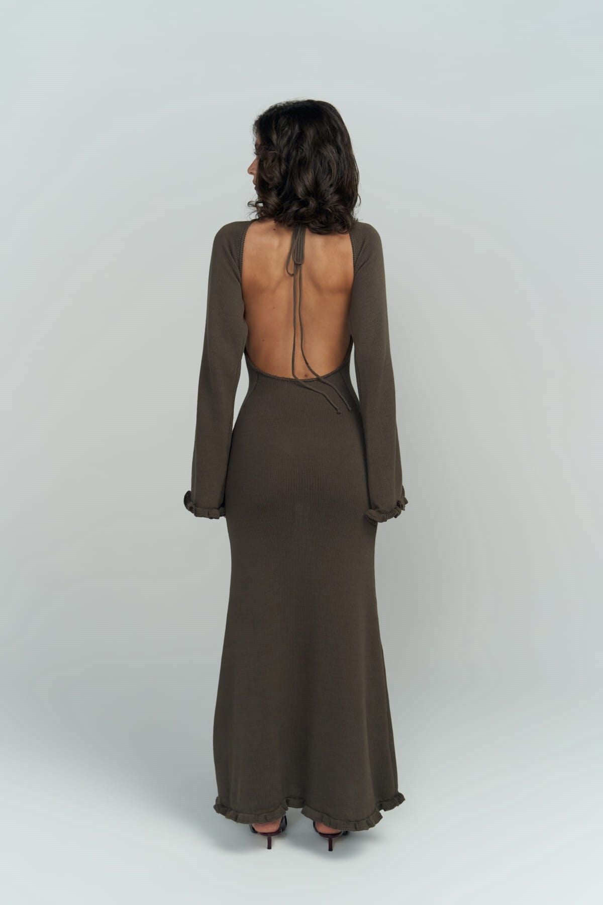 Angela Back Back Coffee Knitwear Dress