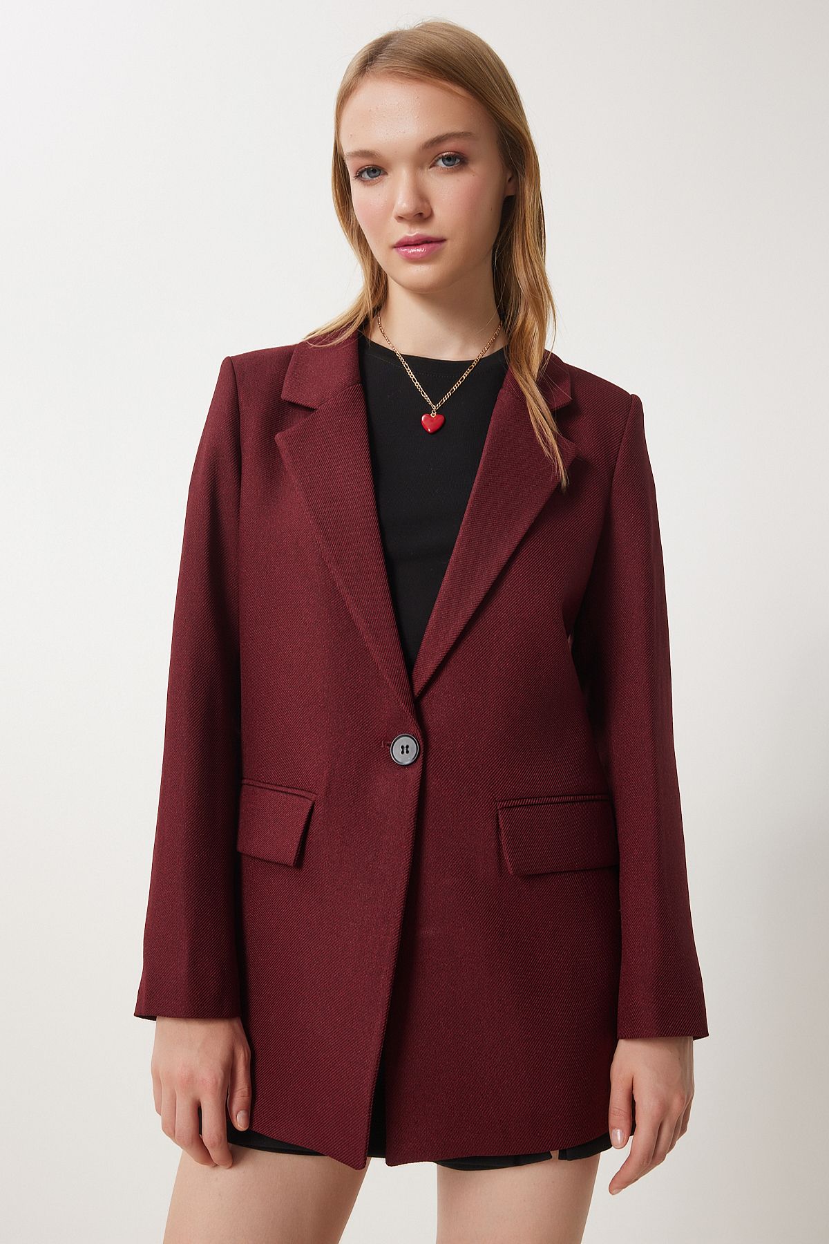 Woman Bordeaux Paddy Woven Blazer Jacket HL00005