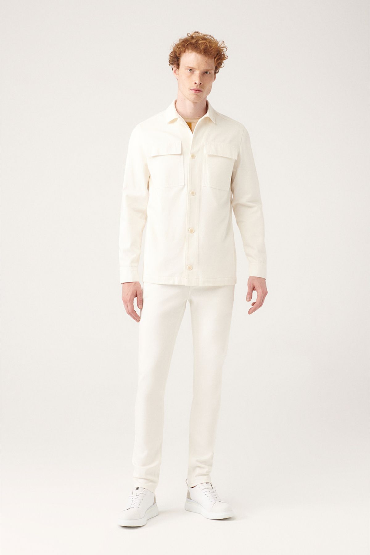 Men's Ecru 100 %Cotton Cold Pigeous Paint Paint Ince Mont A31y6050