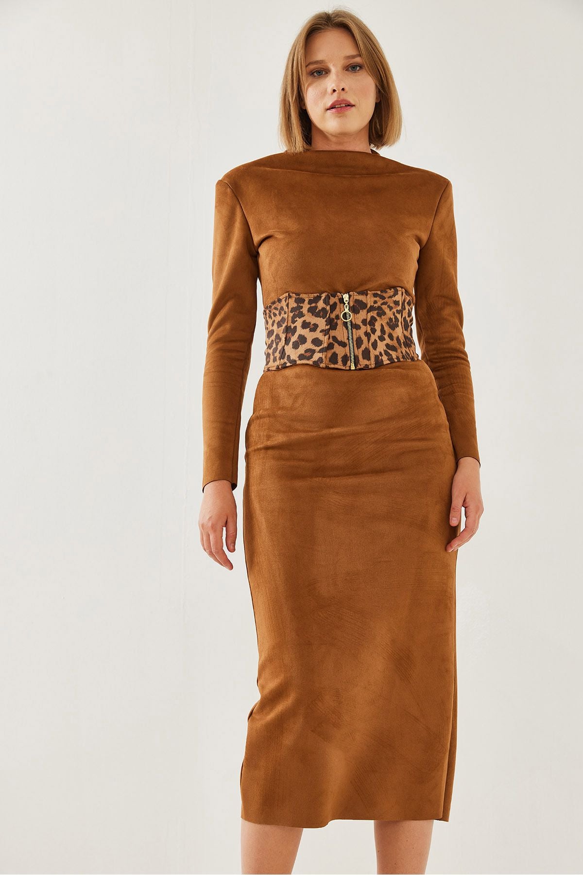 Women's Suede Leopard Arched Dress 4438 60351216