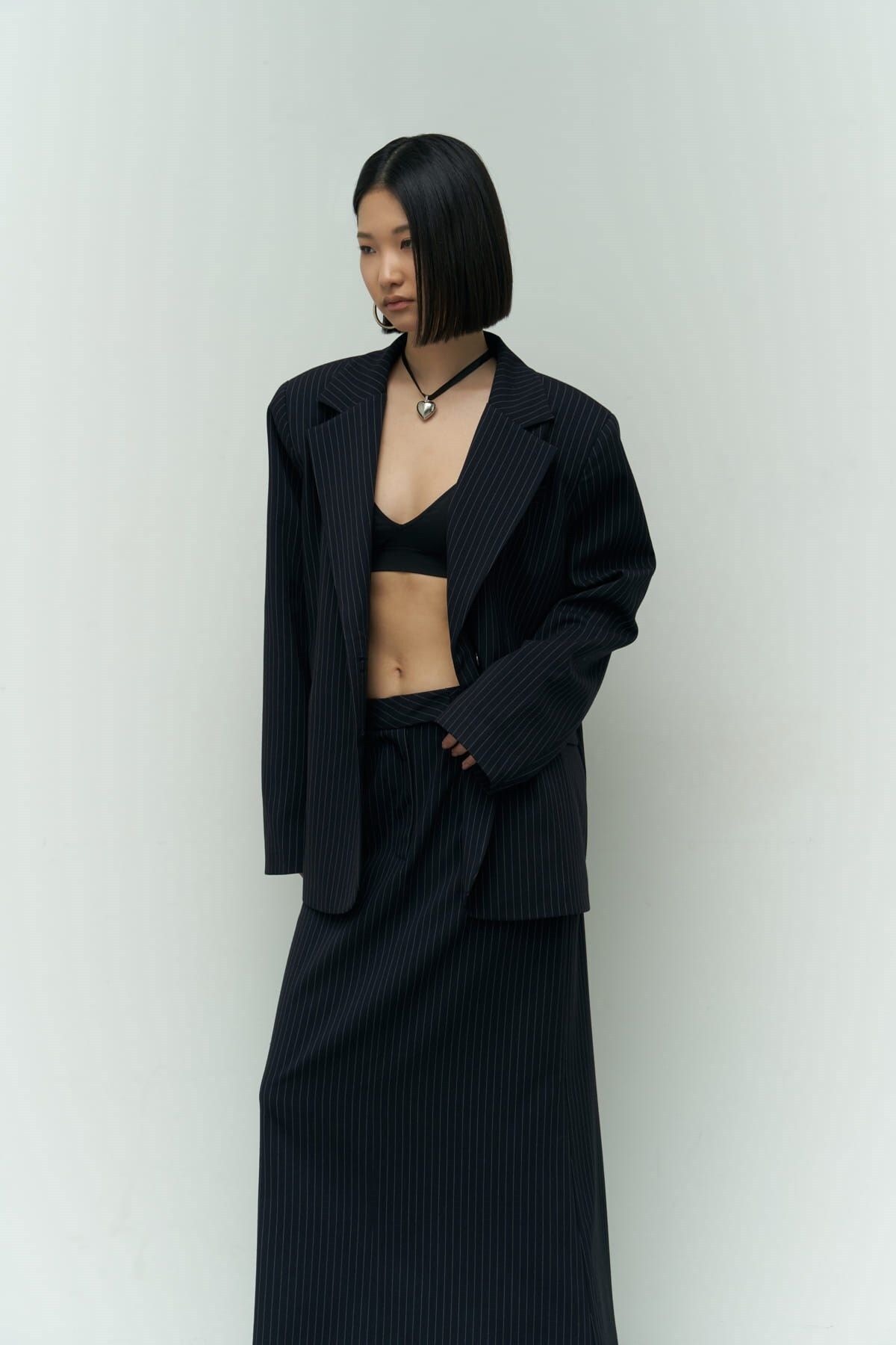Bruno striped navy blue blazer