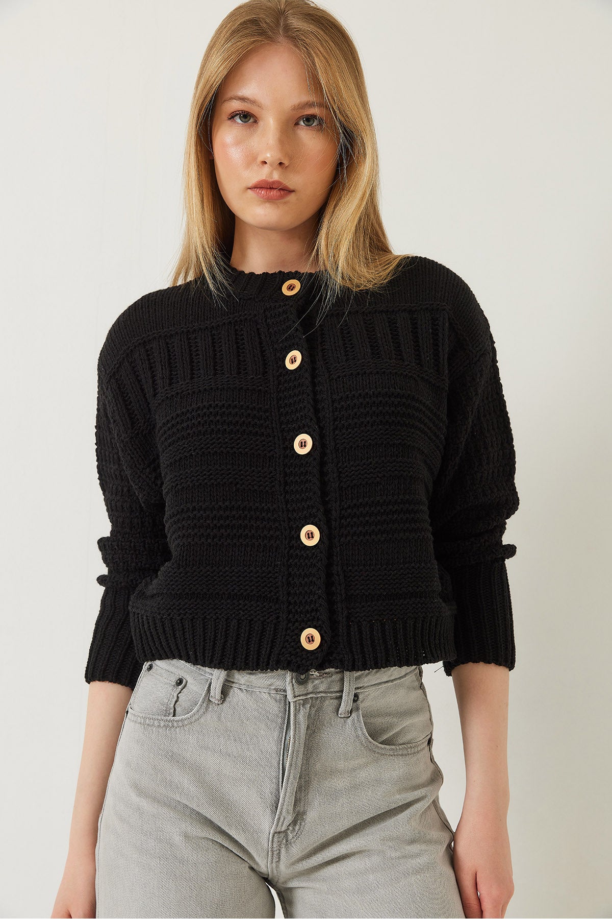 Women's Buttoned Patterned Knitwear Cardigan 20247545