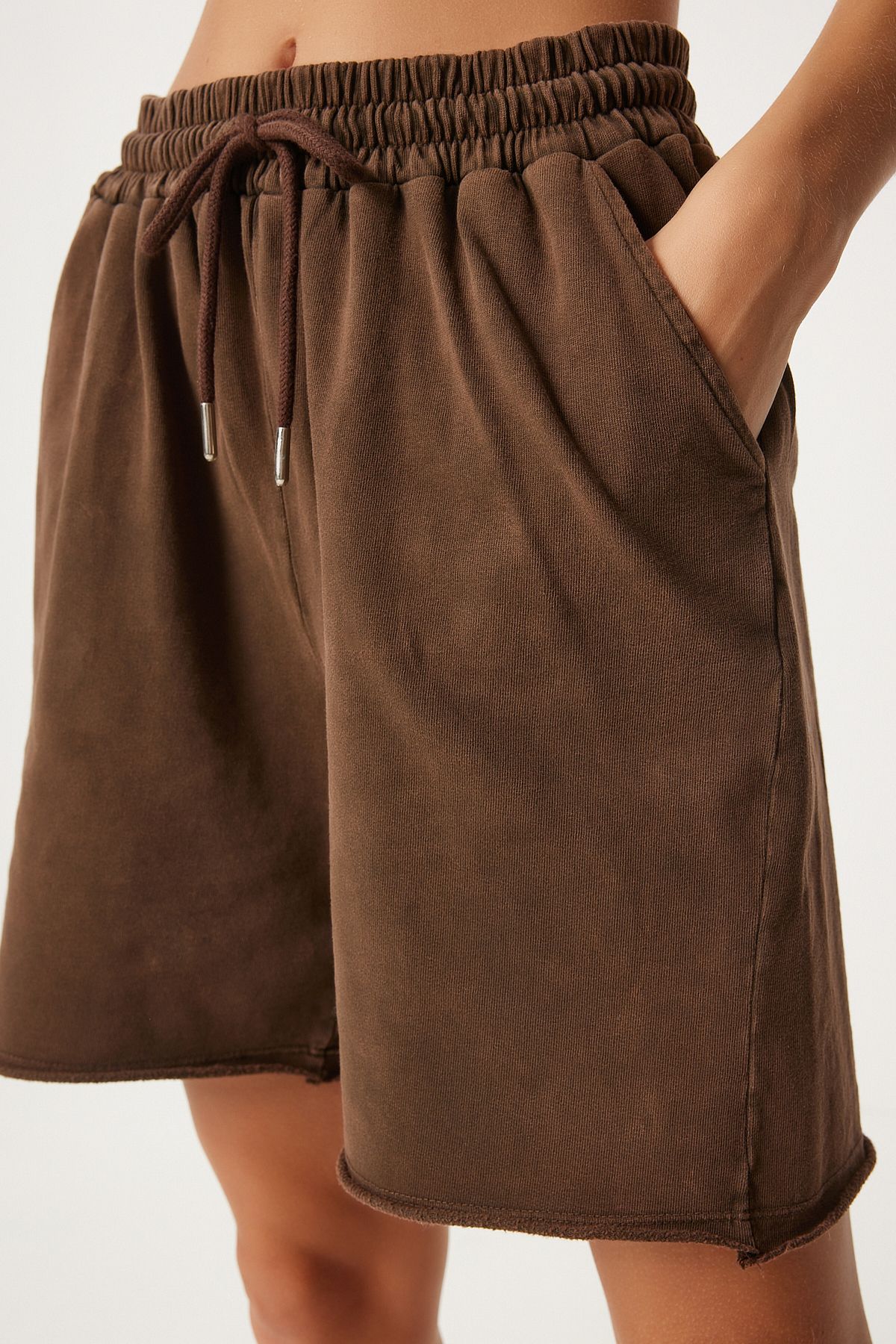 Women's Brown Washing Knitting Service Short HW00012