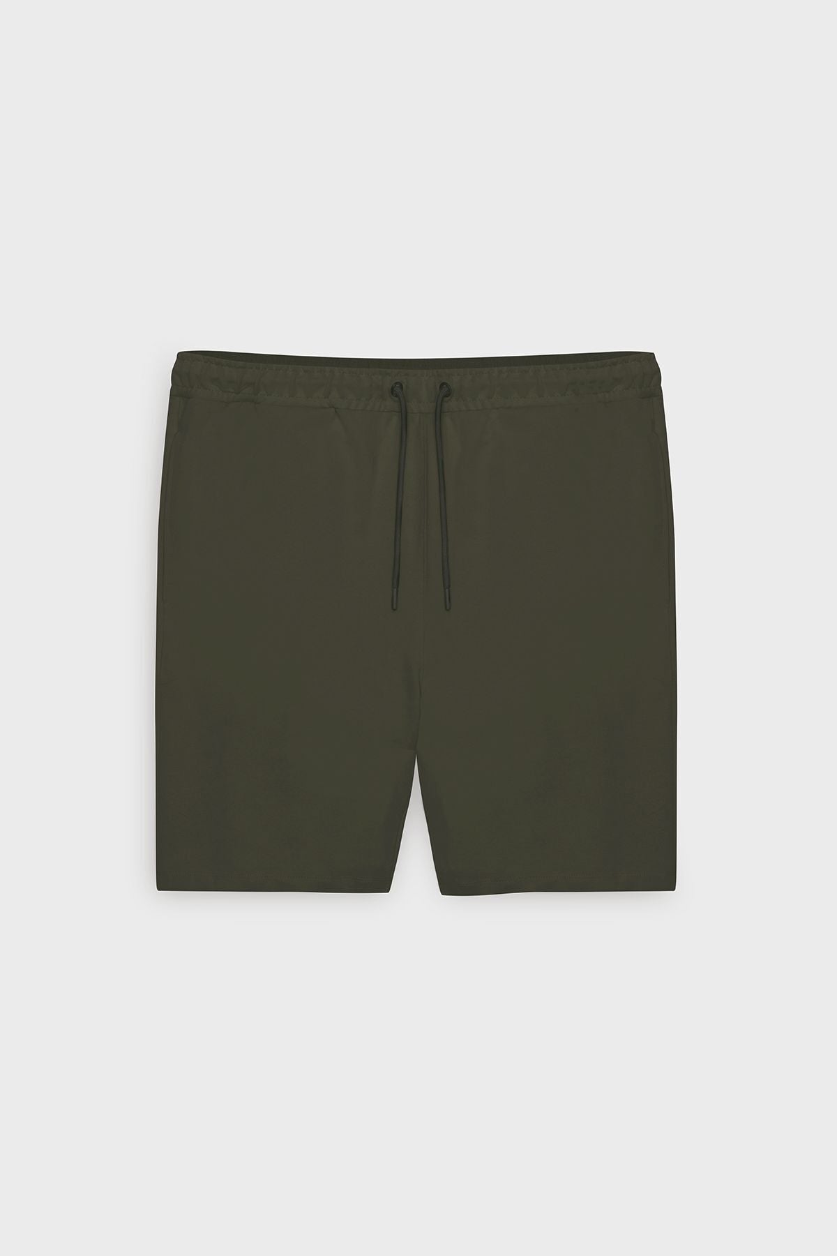 Male Khaki standard fit normal cut cotton flexible knitting shorts