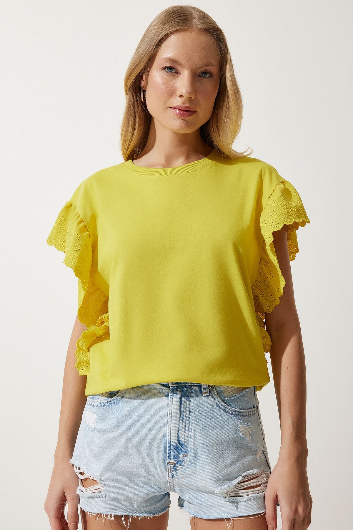 Woman Yellow Fisto Knitting Blouse BF00093