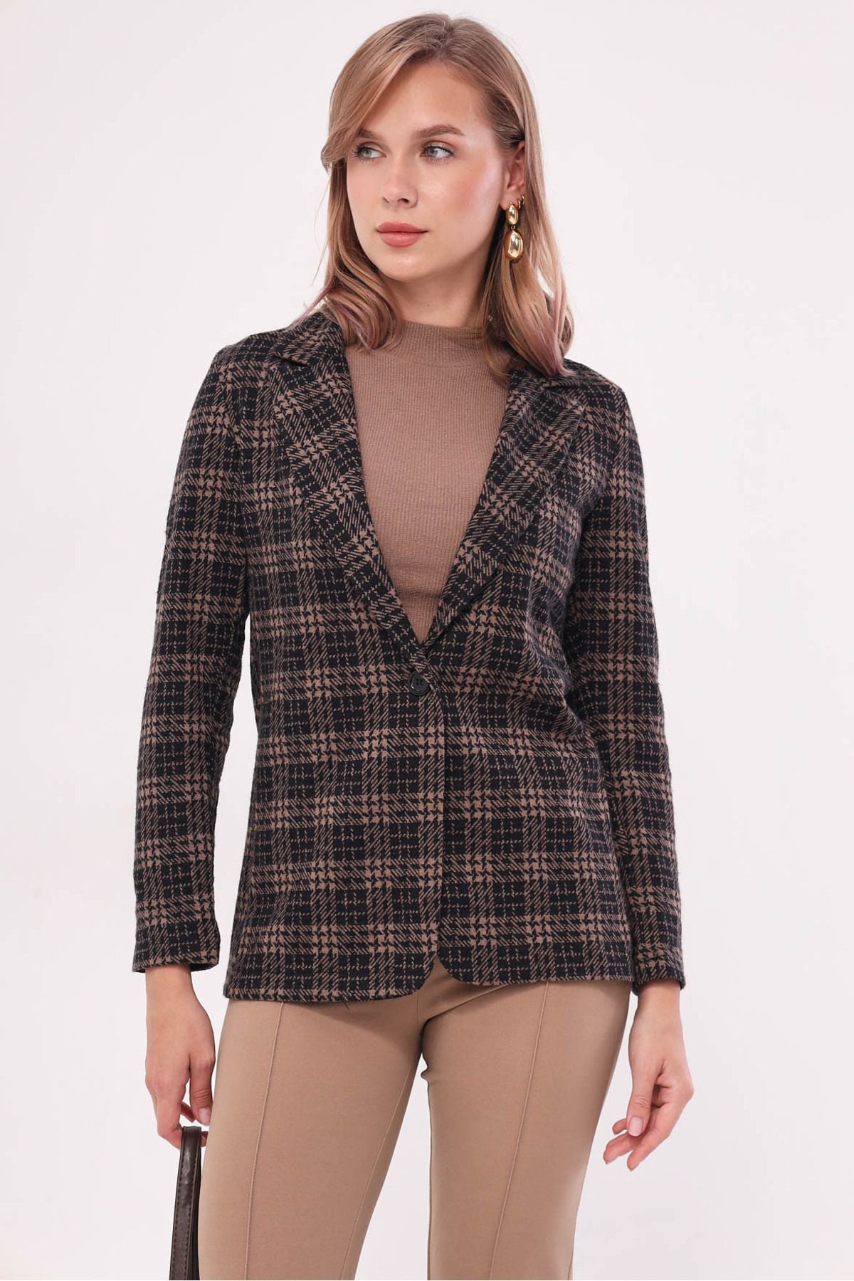 Female mink Single button Eco-Jacket ARM-19K001131