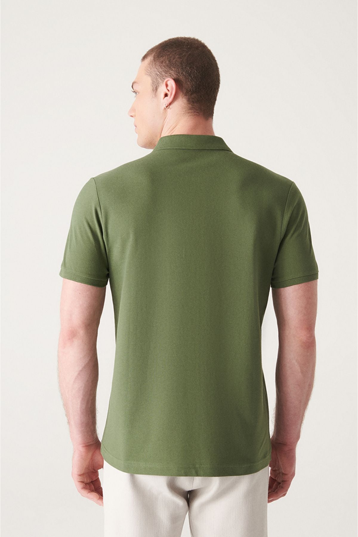 Male Khaki 100 %Cotton Cool Polo Yaka T-Shirt E001004