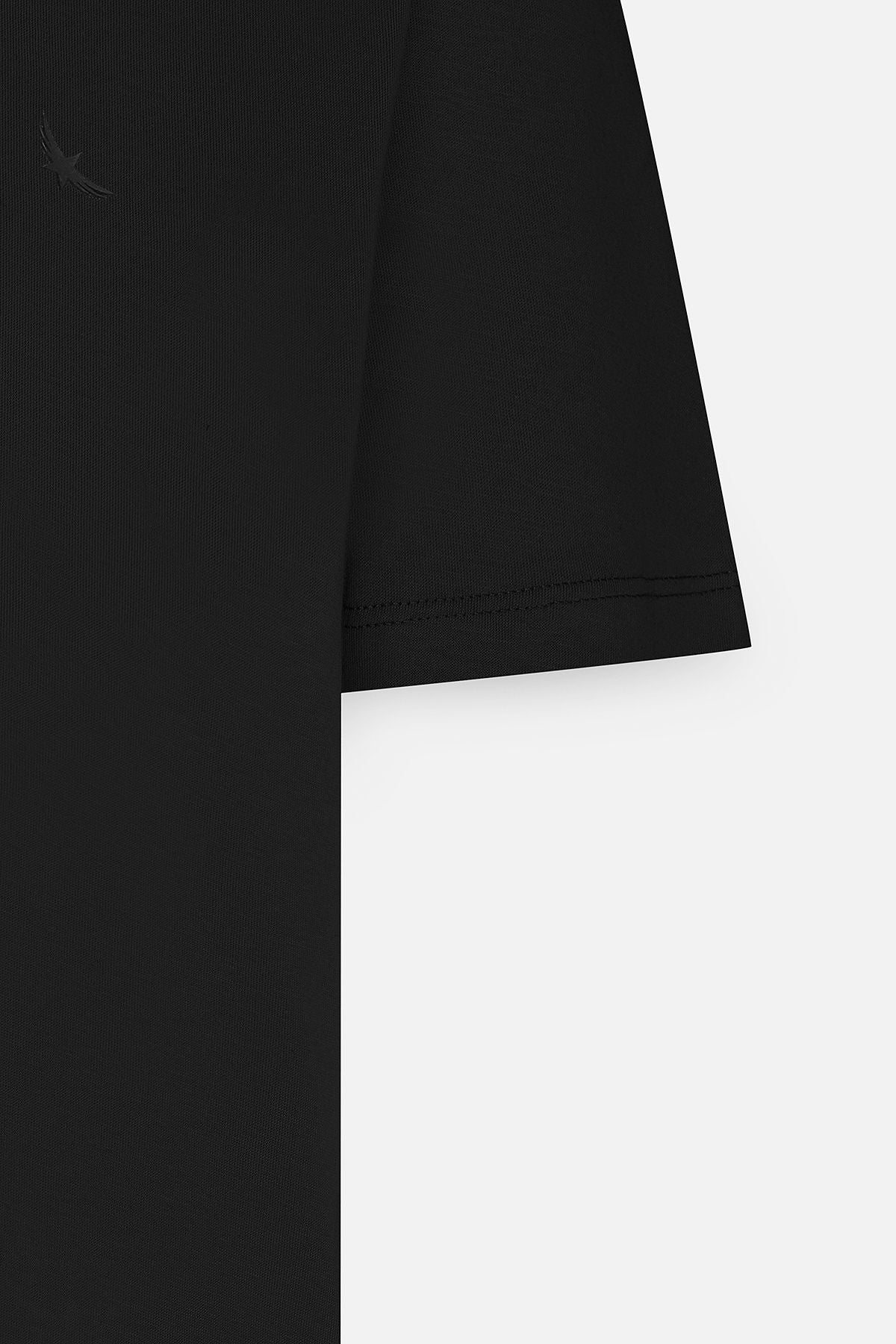 Men's black 100 %cotton slim fit narrow cut polo collar t -shirt