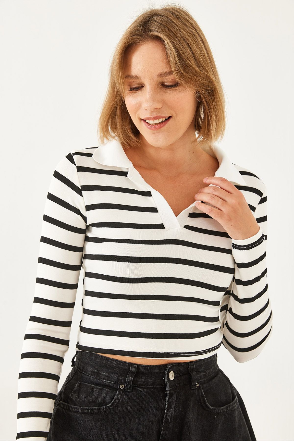 Female Polo Yaka striped blouse 2023 60351075