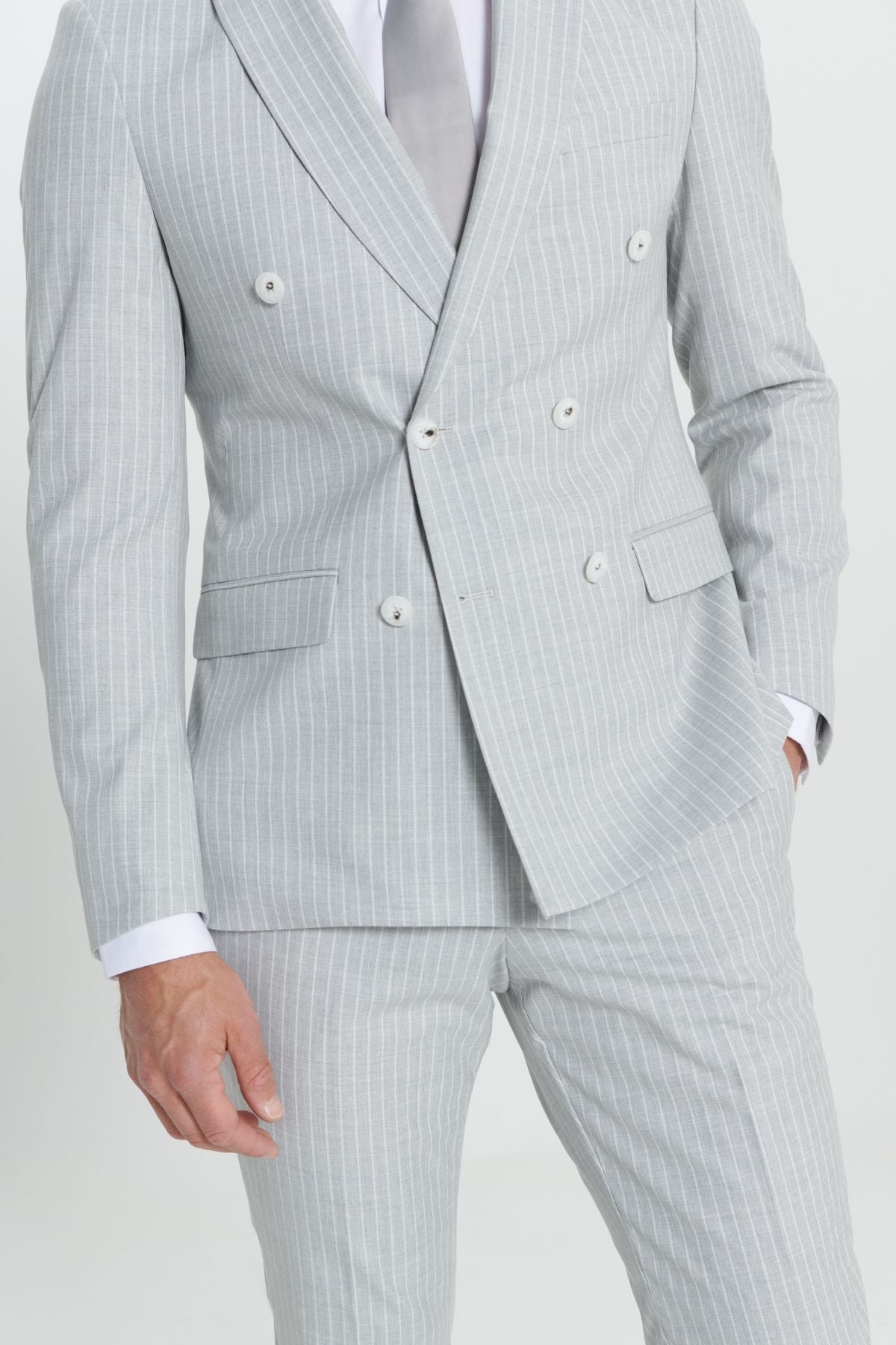 Extra Slim Fit Narrow Cut Swallow Collar Striped Suit