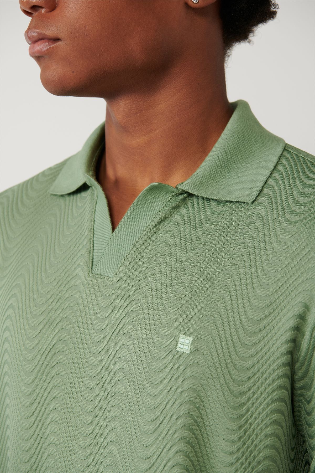 Men's Water Green Apjja Yaka Jacquard T-shirt A41y1068
