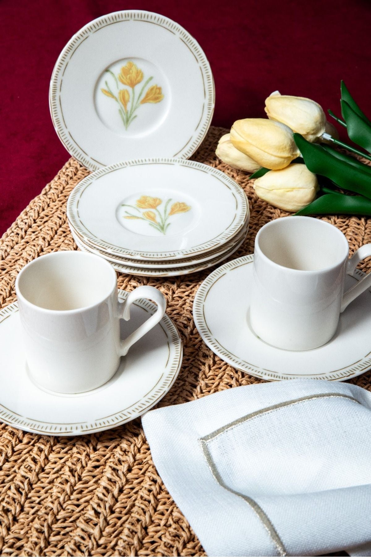 Mimoza 12 Piece Porcelain Cup Set for 6 people