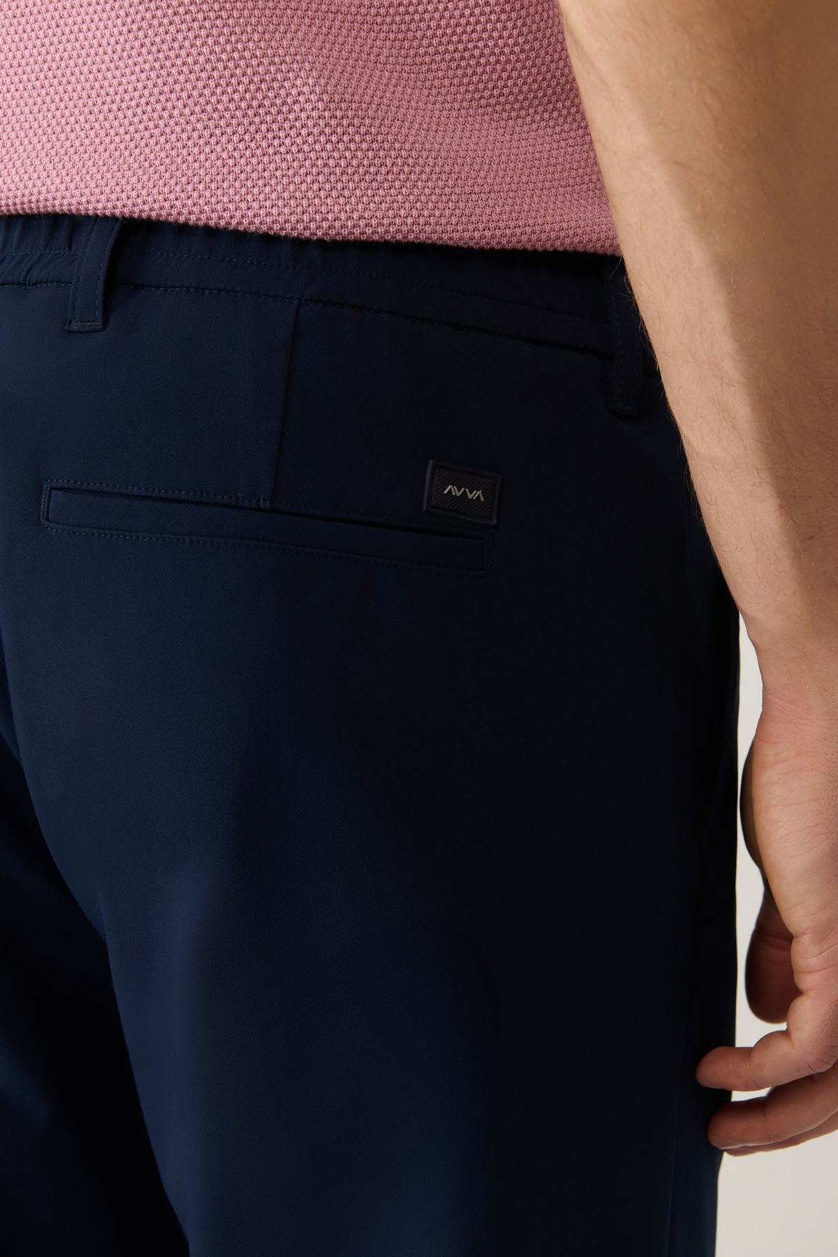 Men's navy blue waist tire 360 degrees flexible technical fabric pants A41y3077
