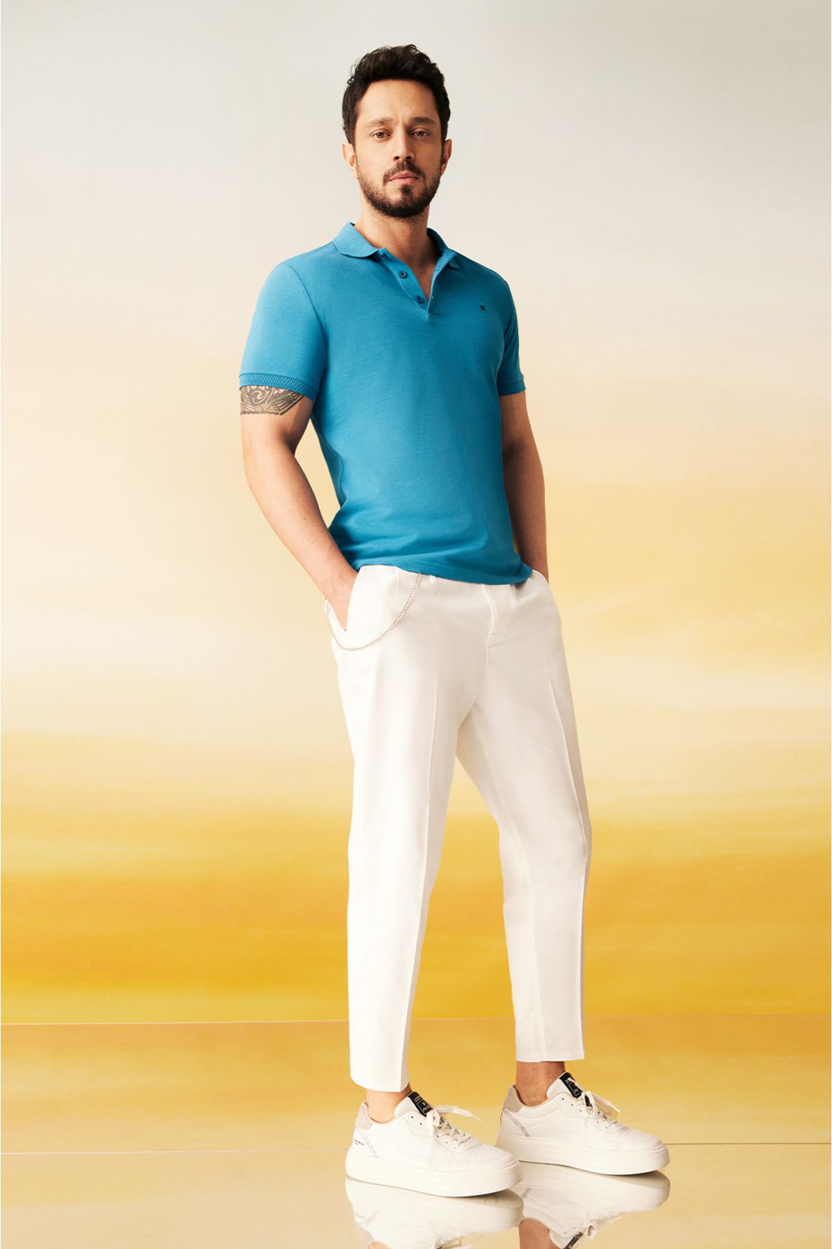 Men's dark blue 100 %cotton cool, Polo Yaka T-shirt E001004