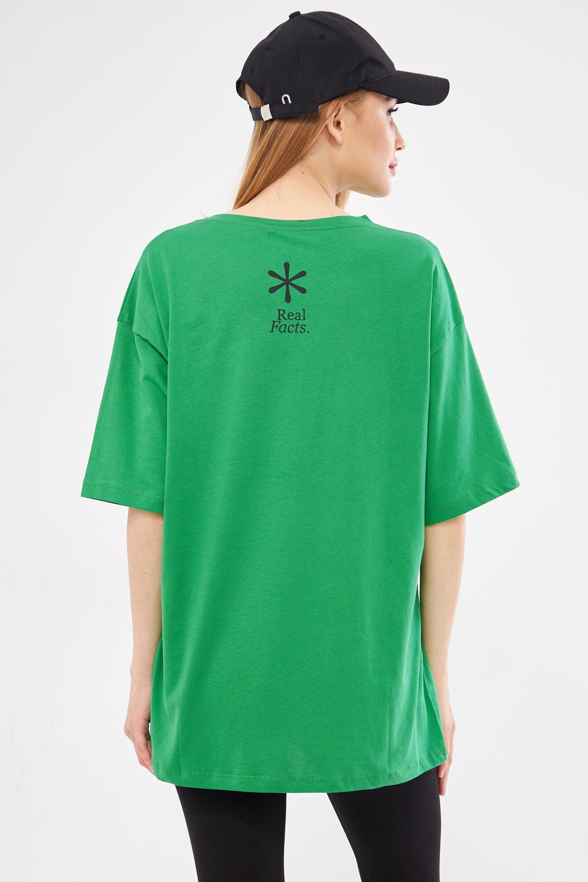 Woman Green Round Yaka in front of the Oversiz t-shirt ARM-24Y024013