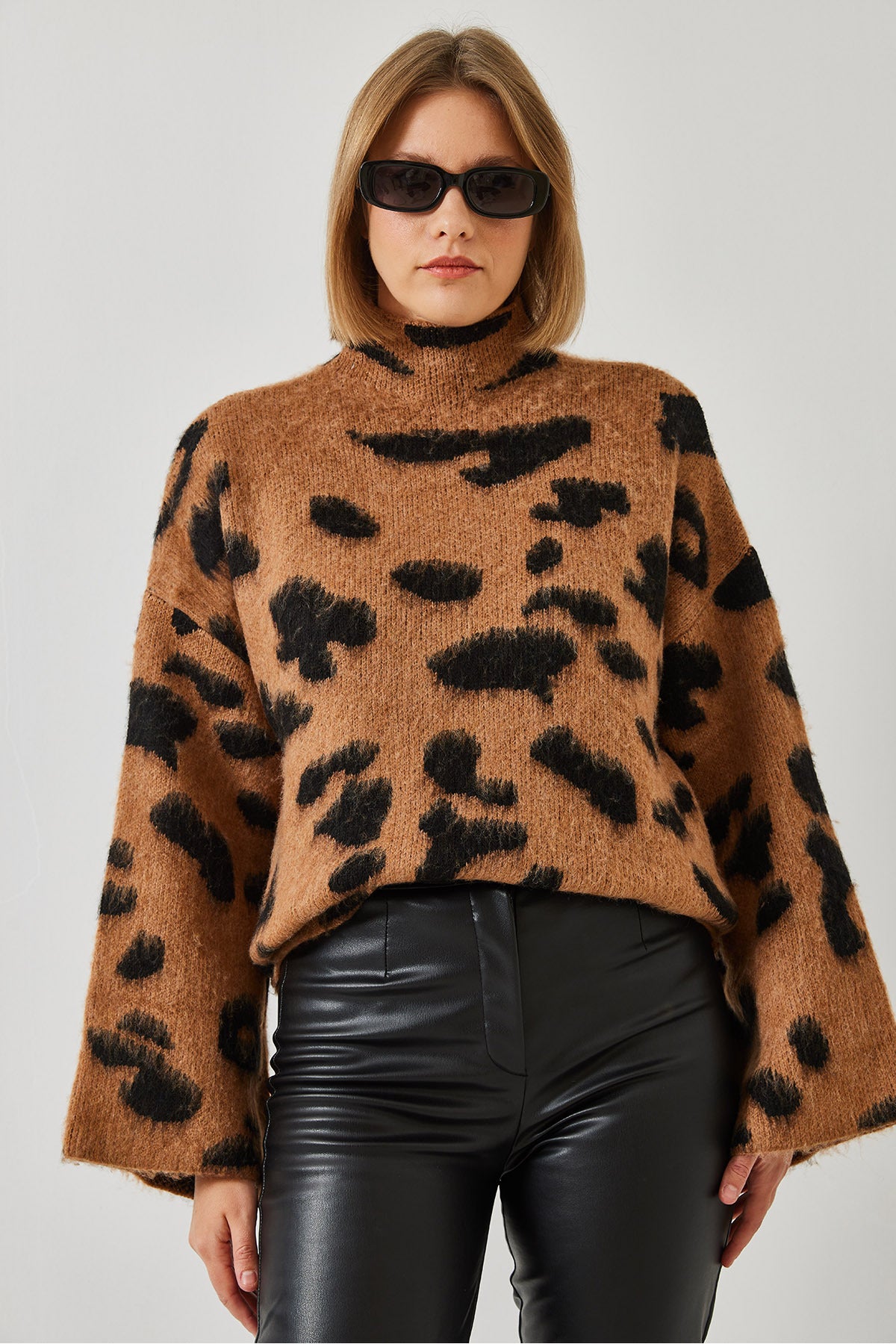 Women's Half Turtleneck Patterned Knitwear Sweater 241188 60261035