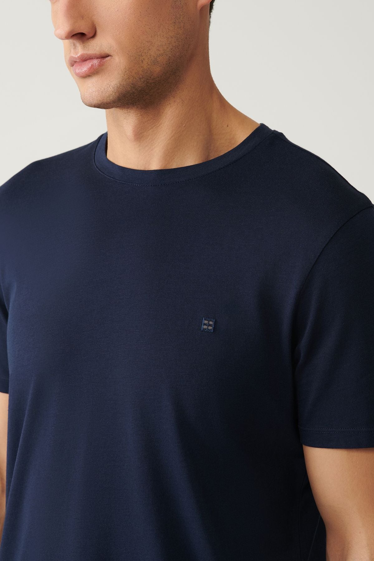 Men's Navy Blue Ultrasoft Bicycle Collar Flat Modal T-Shirt B001171