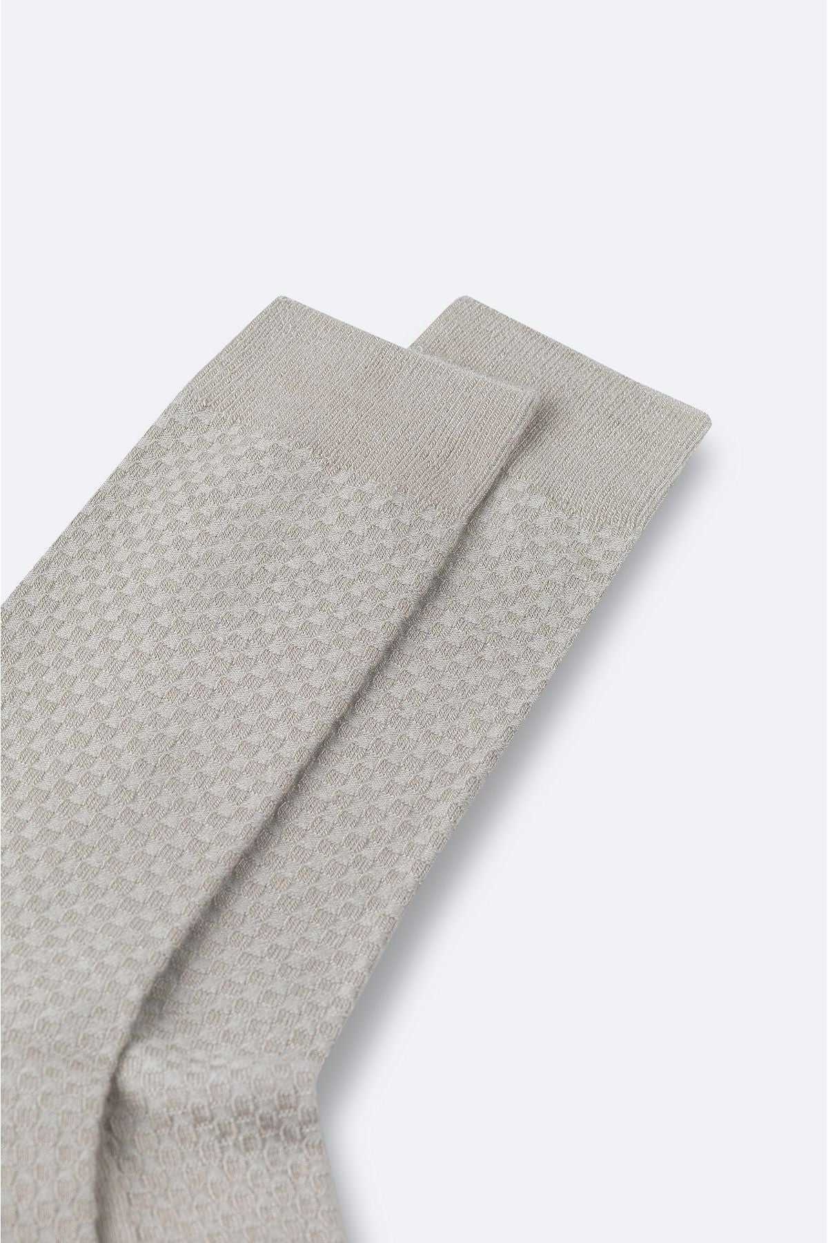 Men's Beige textured bamboo socket socks A42y8508