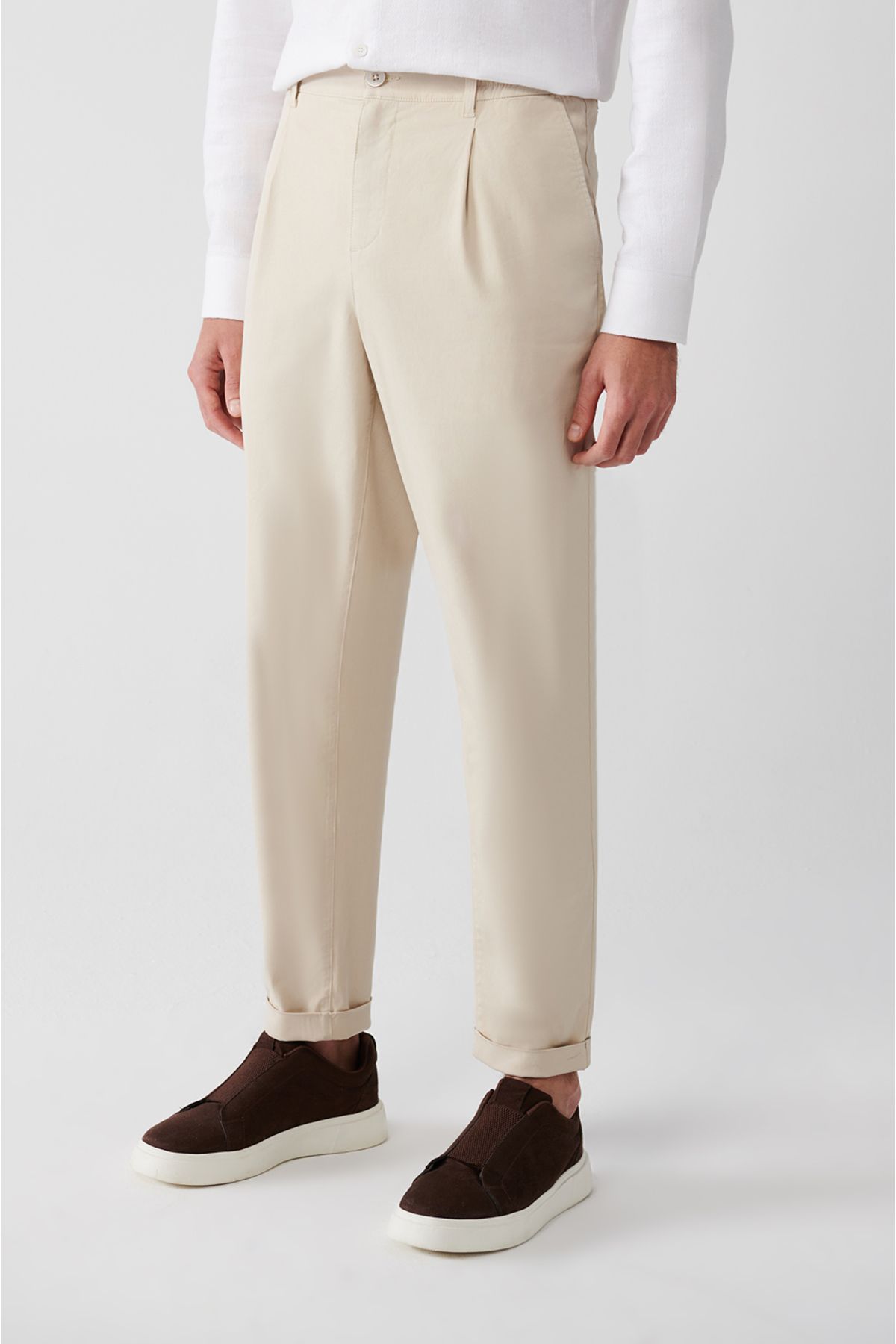 Men's Beige Side with Rubble Soft key Chino Trousers A32Y3002