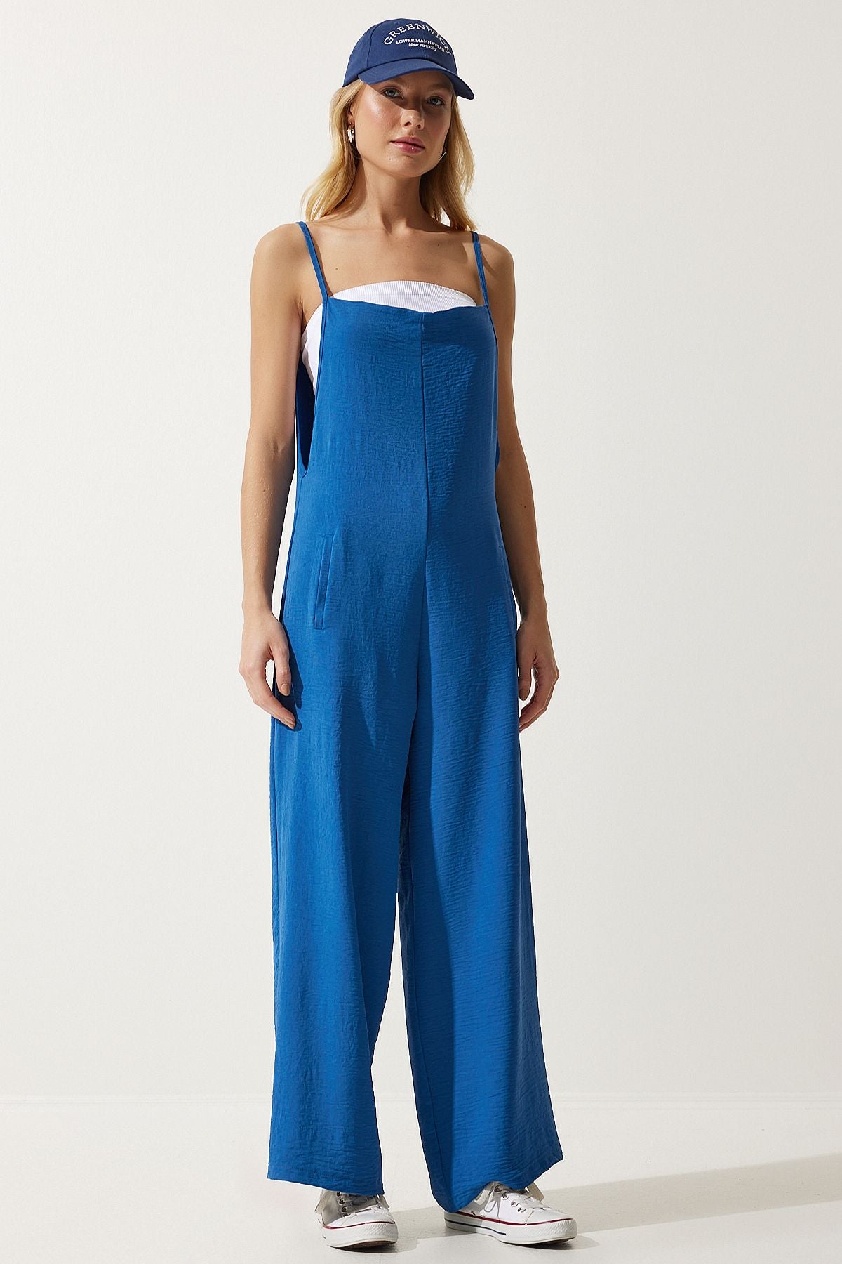 Women's Blue Hanger Shabby Knitting Salopet Tulum BF00095