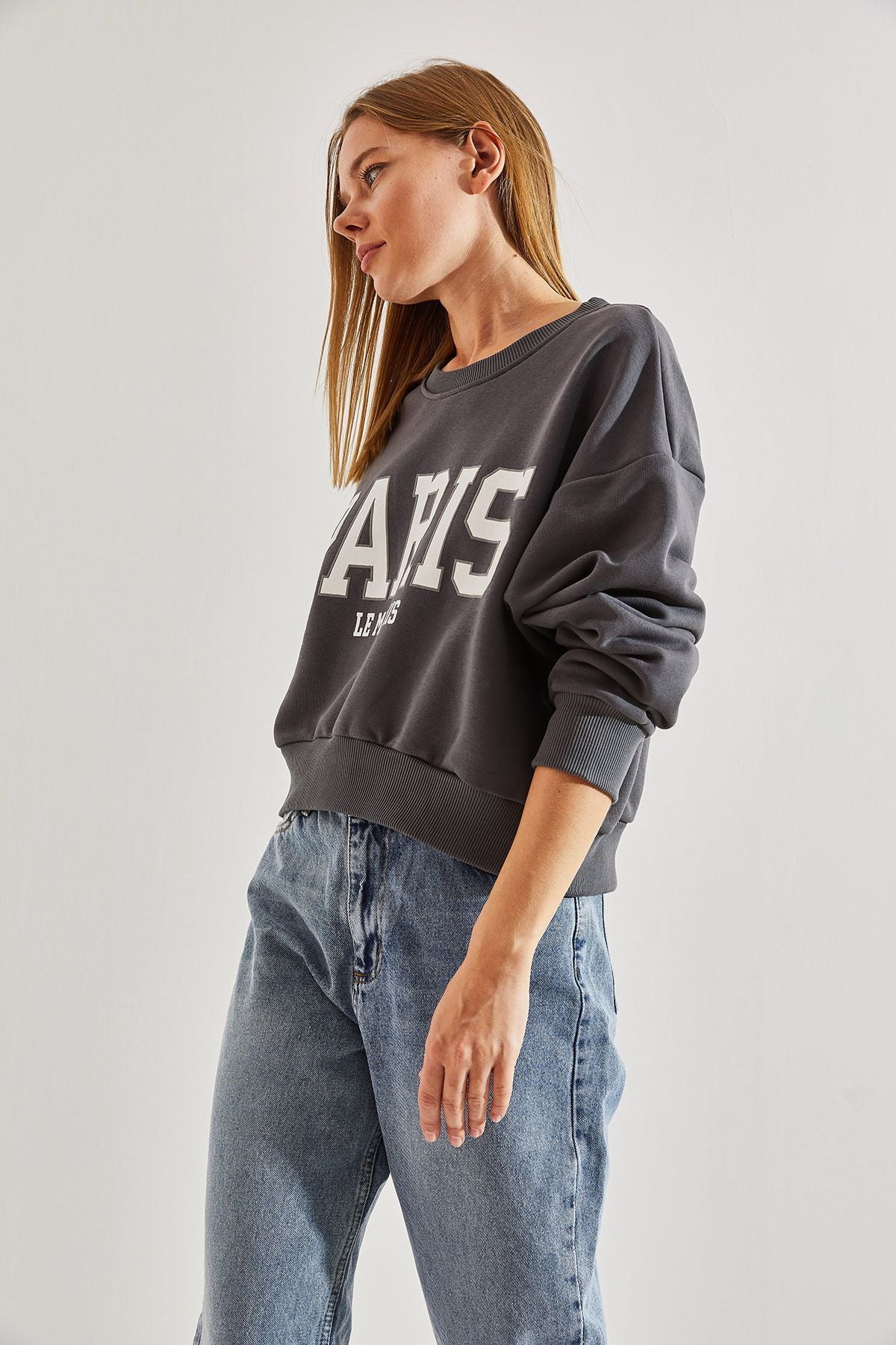 Woman Paris Printed Three Yarn Sweatshirt