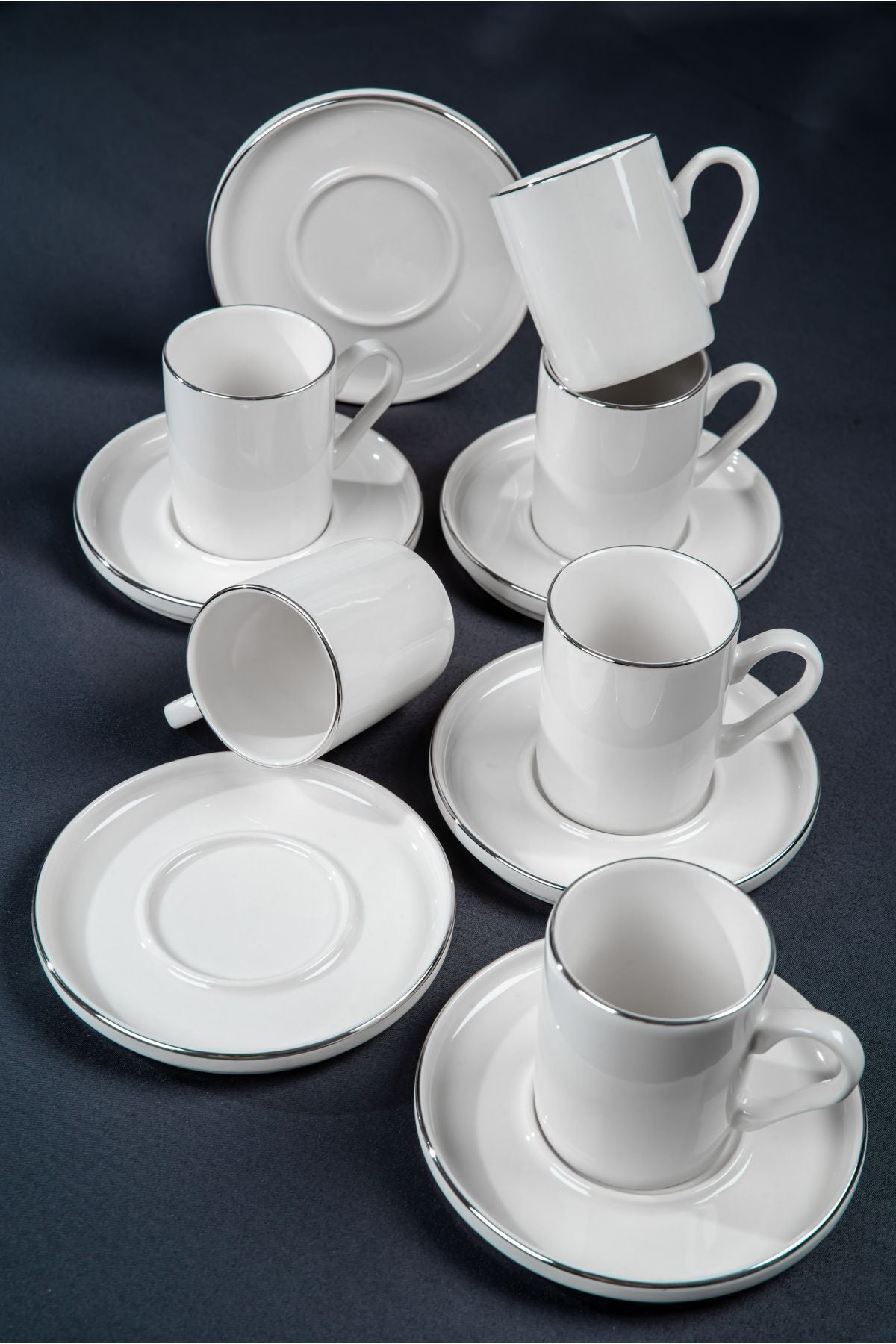 Dream Platinum Yaldız 12 Piece 6 Person Porcelain Coffee Cup Set Broken White