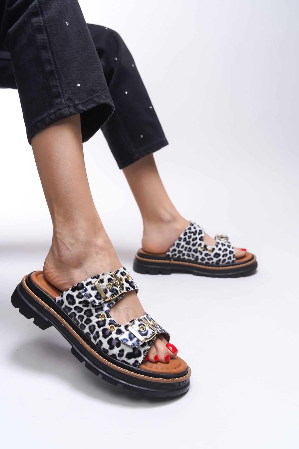 Tamrithe Women's Slippers 0012100 Plant Leopard