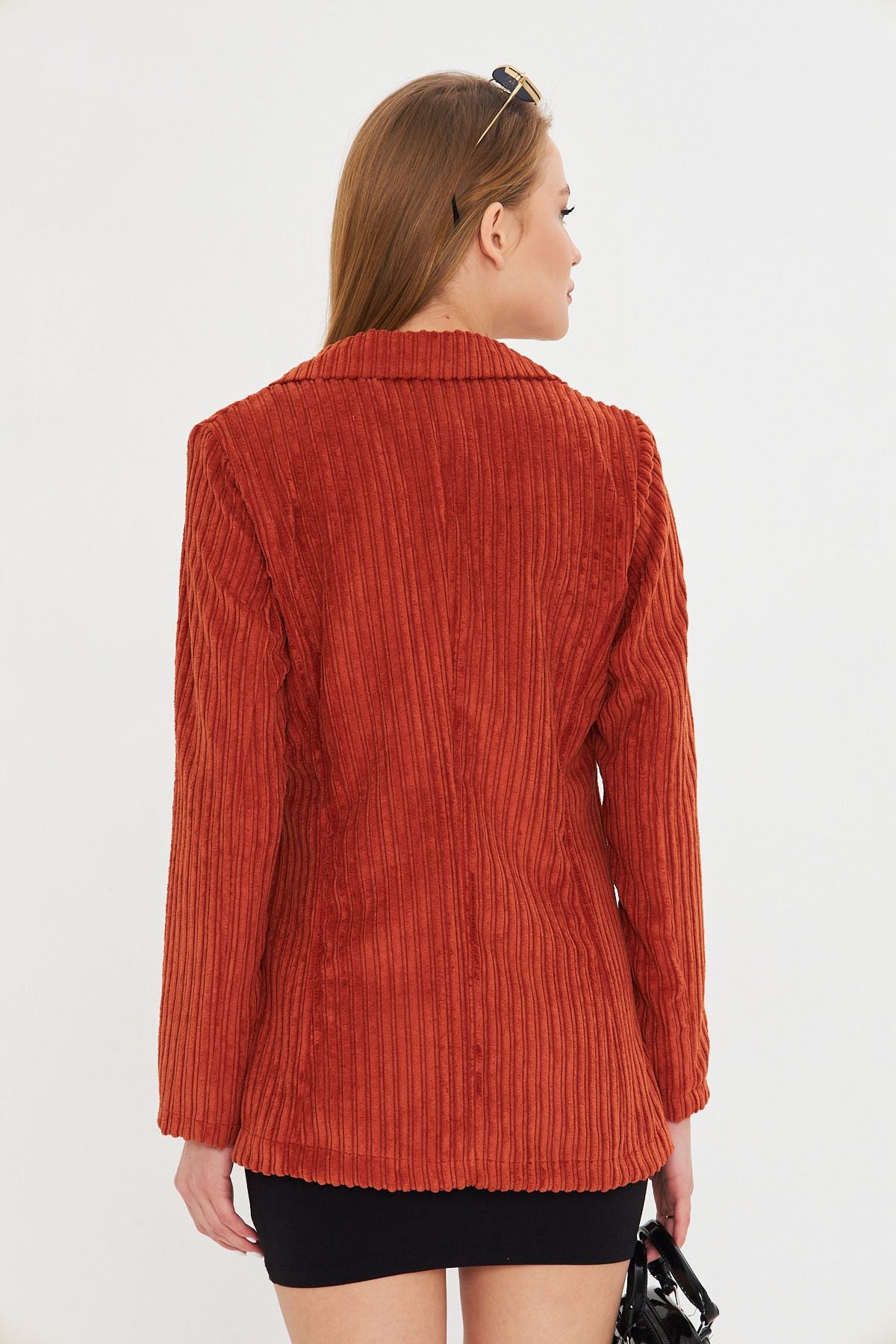 Women's Tile Single button Velvet Jacket ARM-25K001108