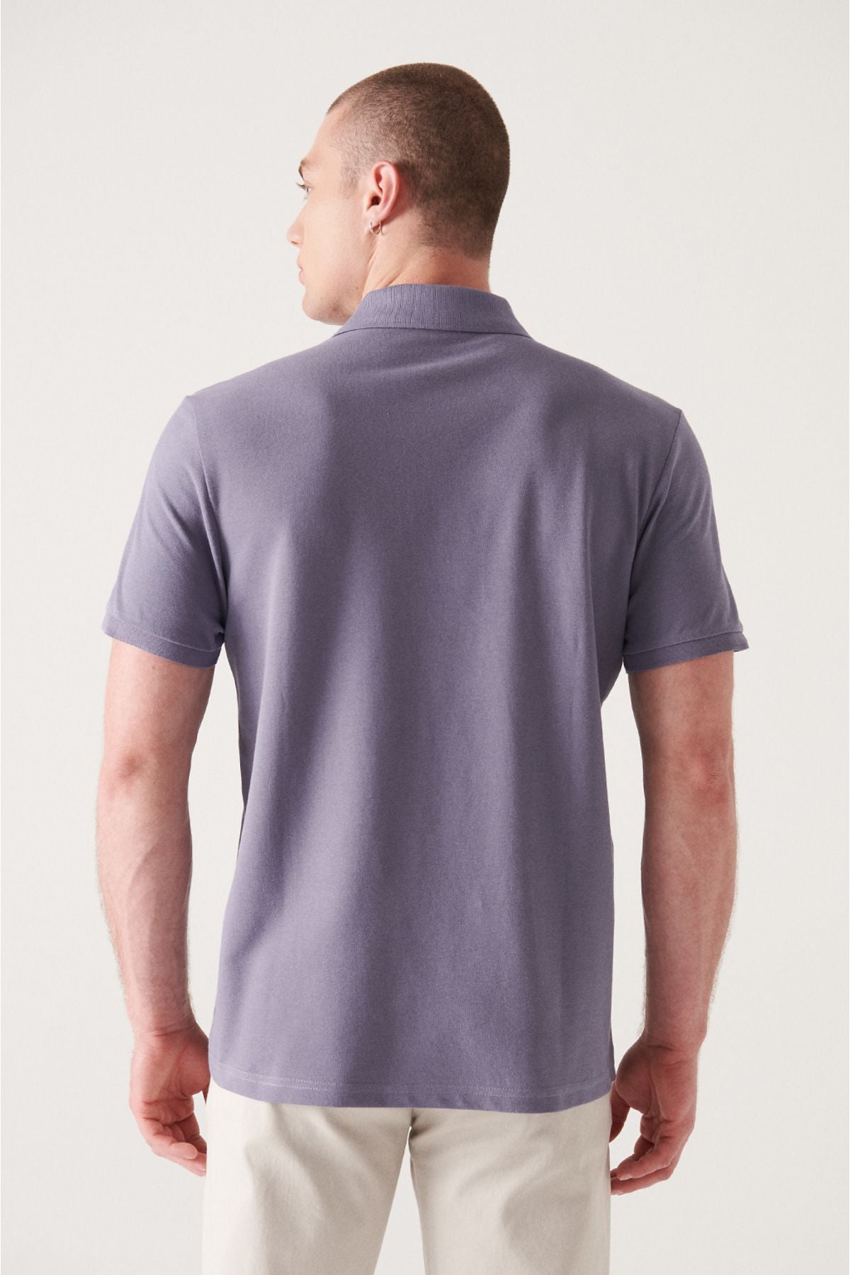 Men's lilac 100 %cotton cool, Polo Yaka T-shirt E001004