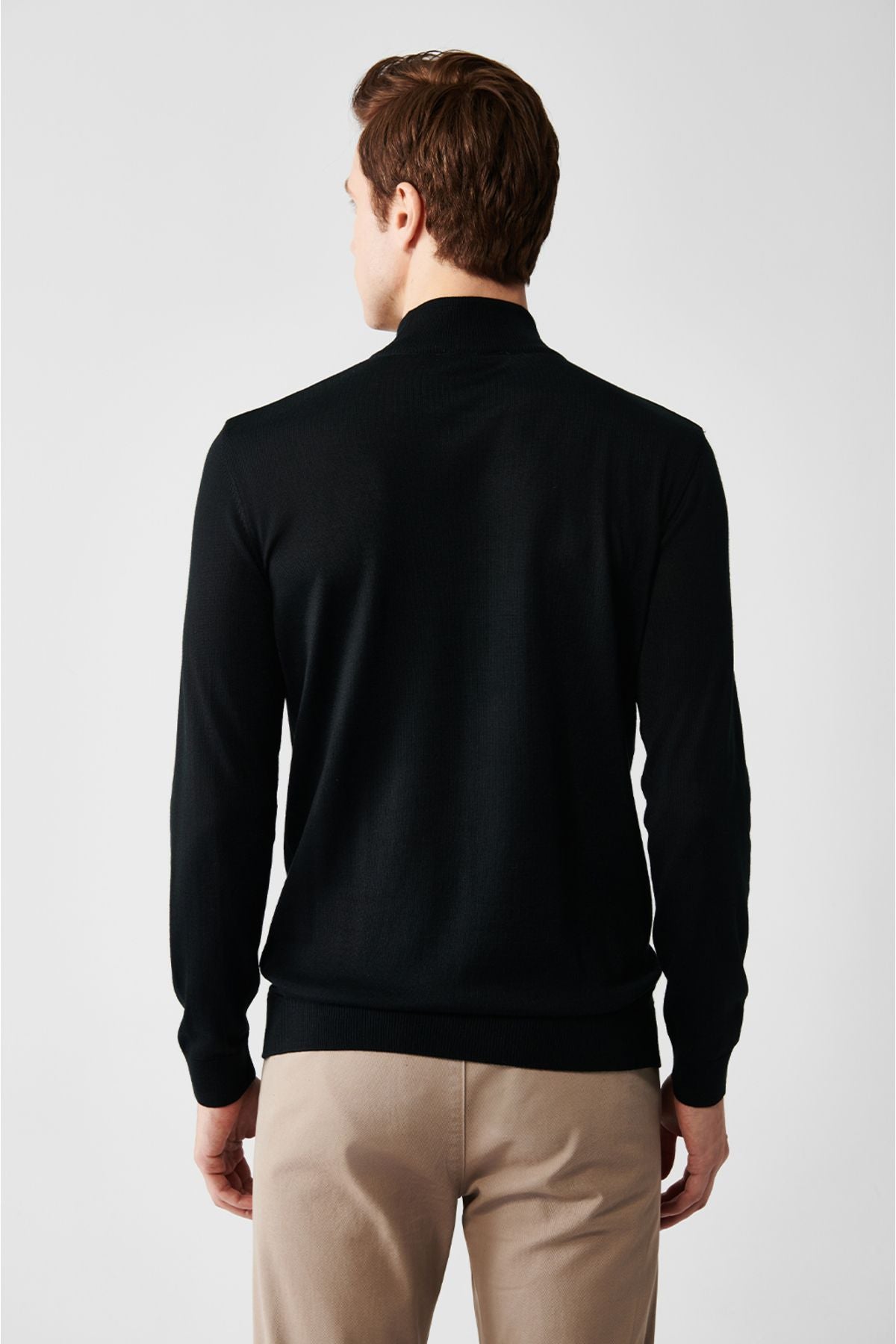 Men's black half fisherman collar wool mixed knitwear sweater B005015