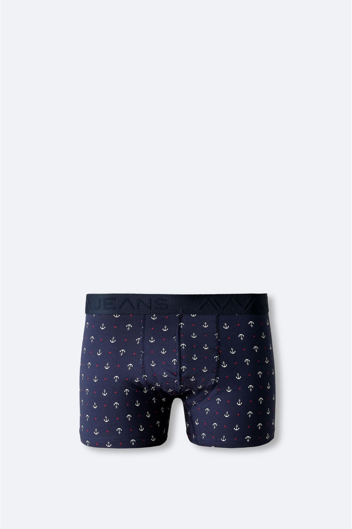 Men's navy blue 3 -printed flexible fabric cotton boxed boxer E009543