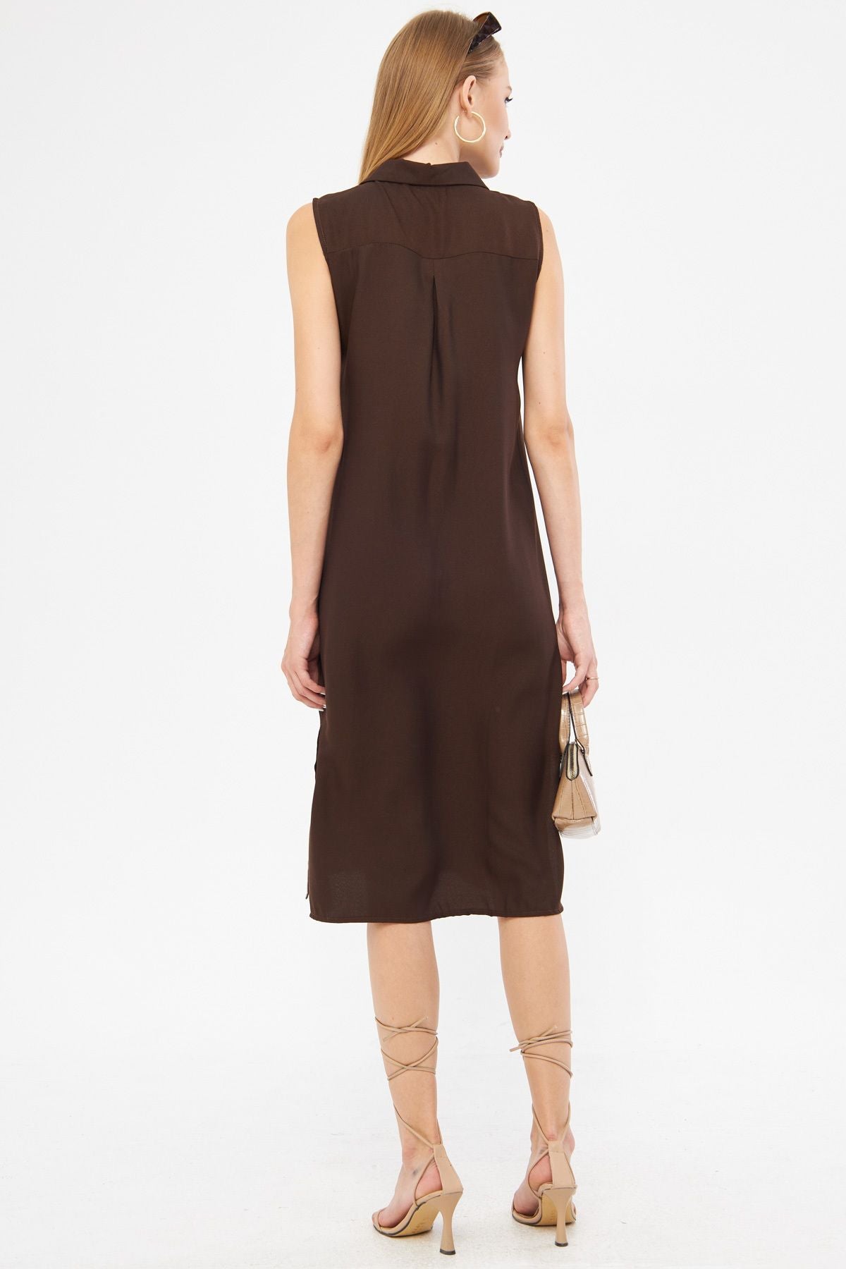 Female Coffee Collar buttoned dress ARM-17Y00028