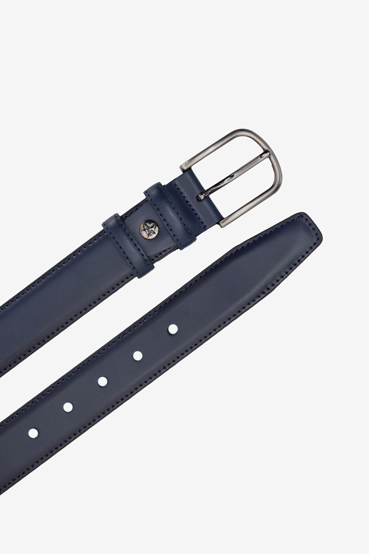 Male Navy Blue 100 %Leather Classic Belt