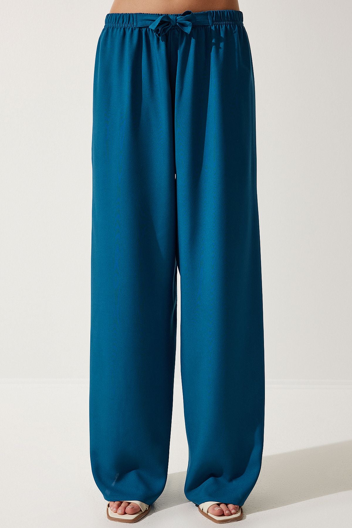 Female turquoise cottage viscose palazzo pants EN00610