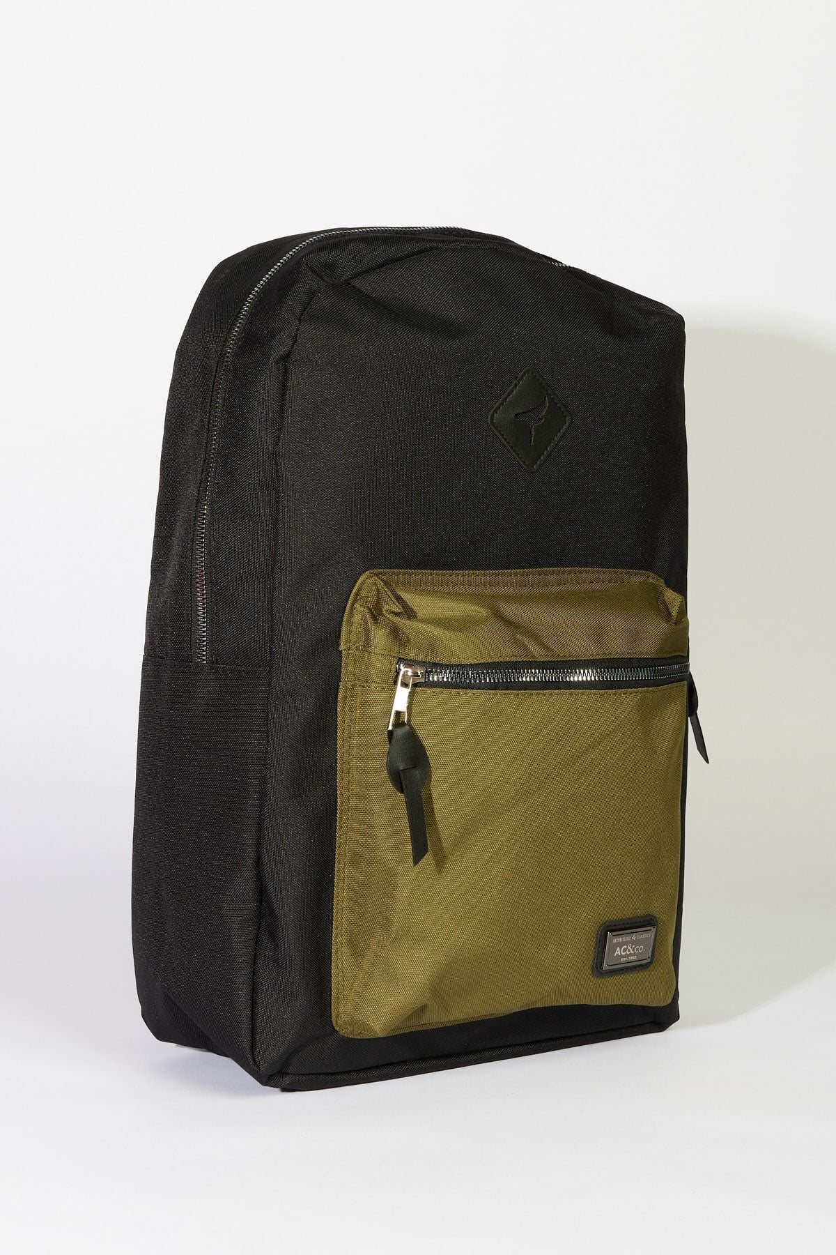 Men's Black-Haki Logo Laptop Compassed Sports School-Still Bag