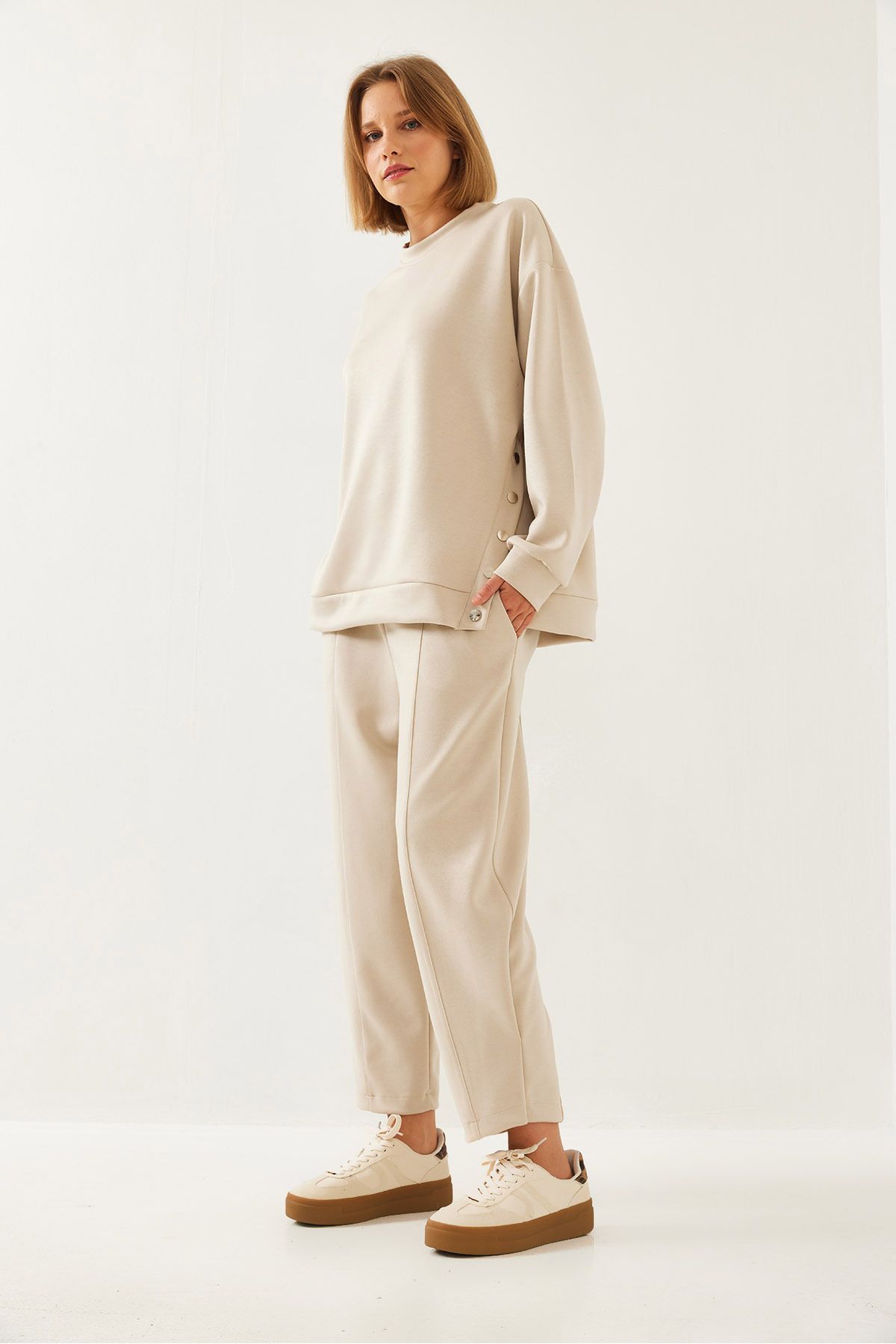 Women's sides button detailed upside -down team 60351257