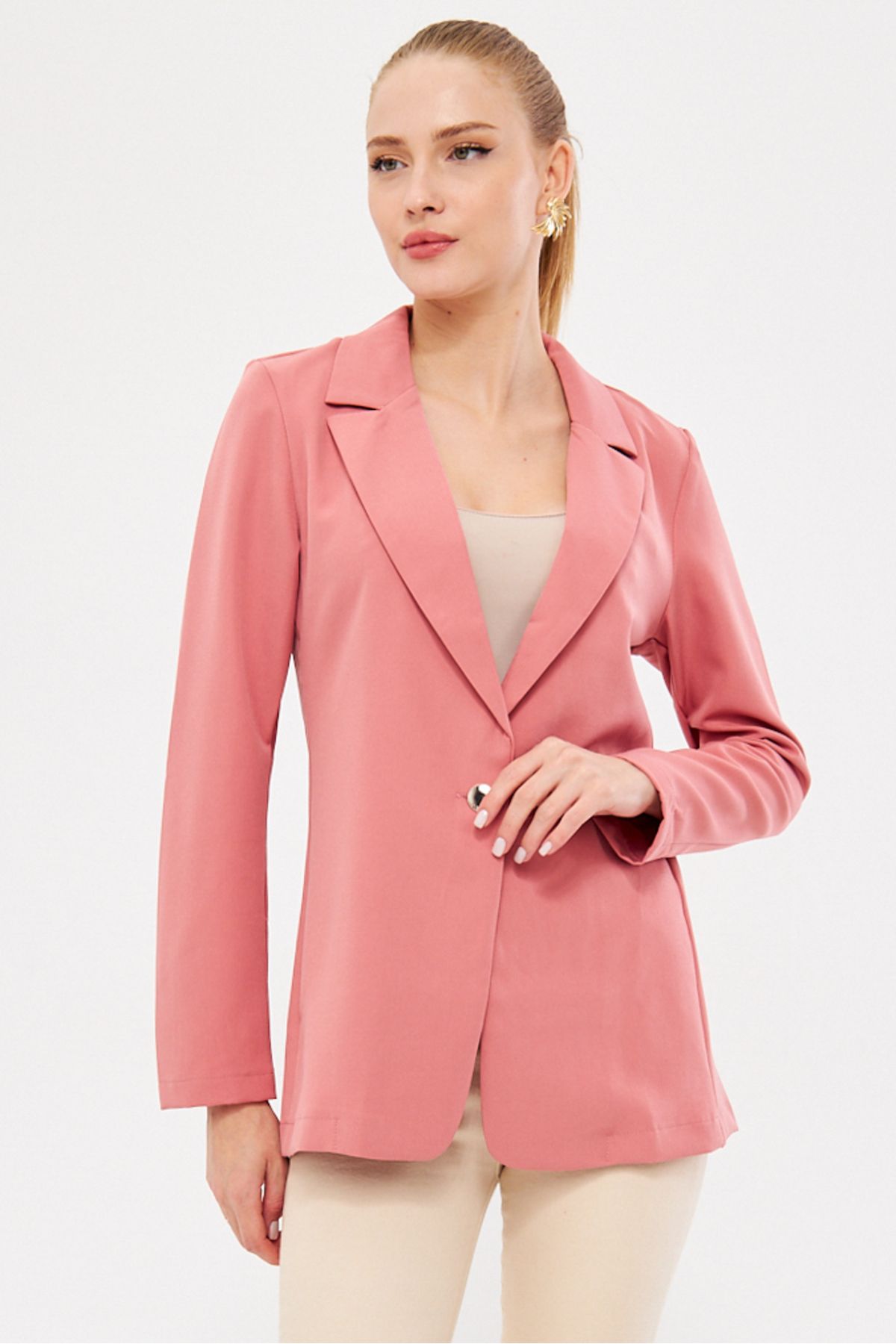 Woman Pink Single button Jacket ARM-23Y001047