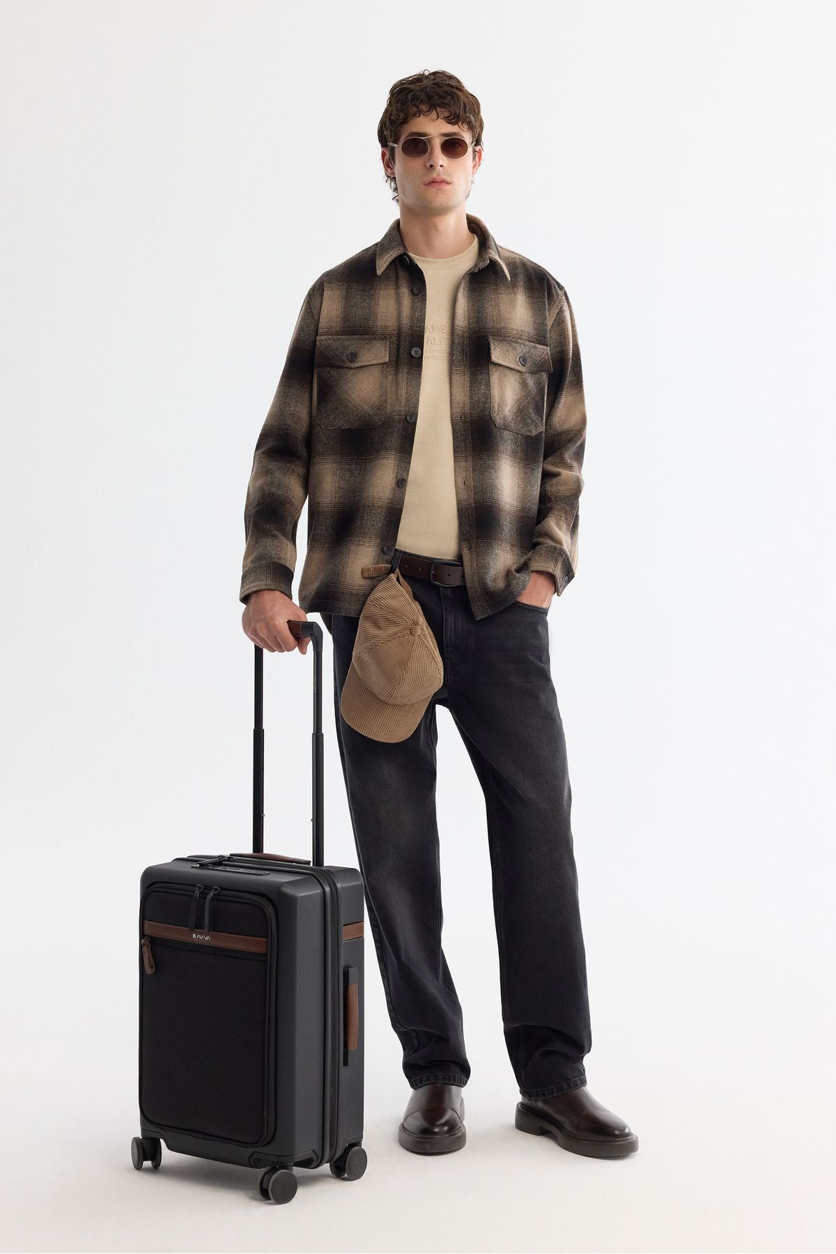 Men's Coffee Classic Neck Cotton Plant woolen shirt jacket A42Y2116