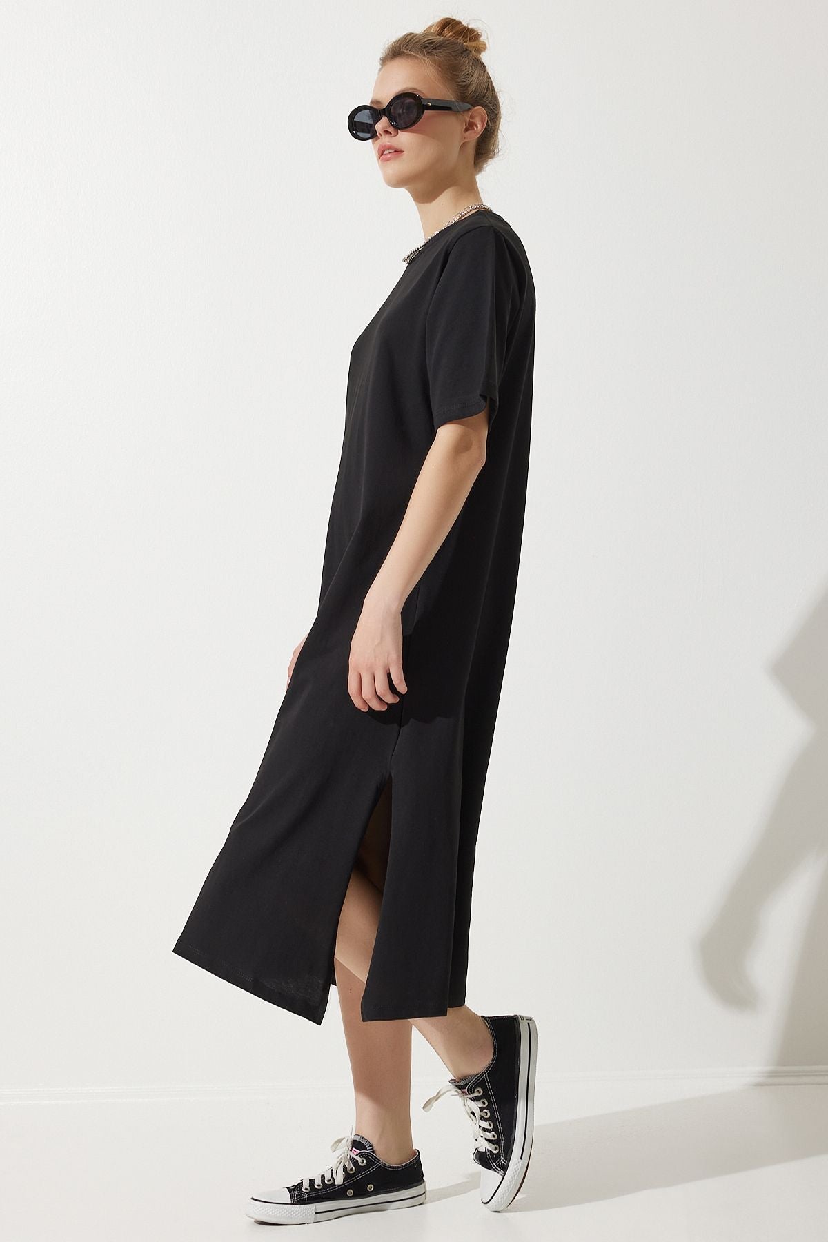 Female black bike collar with plenty of relaxed combed dress BP00158