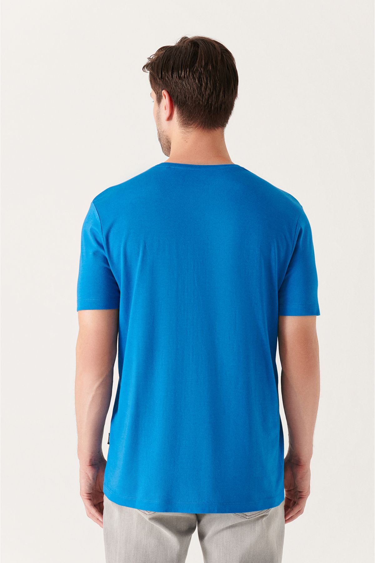 Men's Dark Blue Blue Ultrasoft Bicycle Cotton Cotton Basic T-Shirt E001171