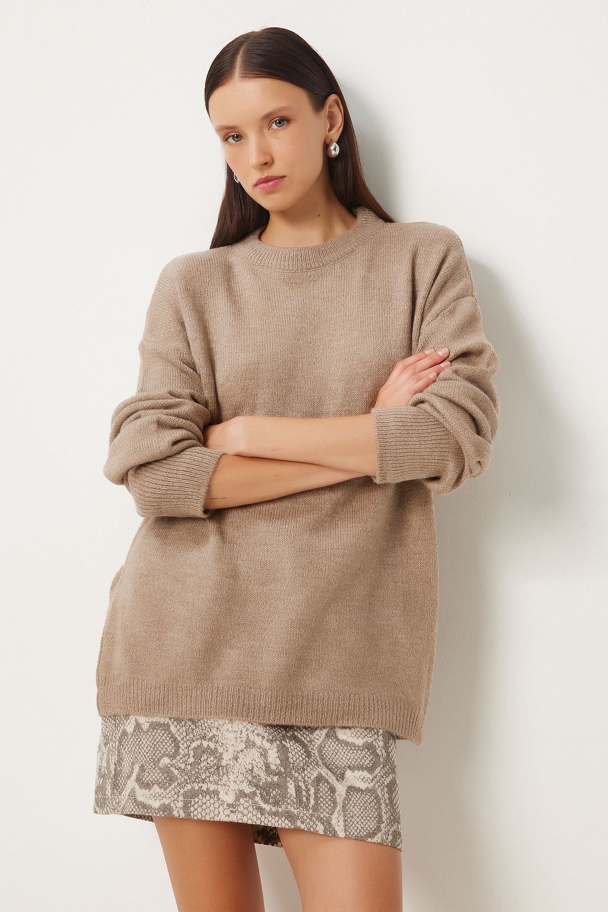 Female mink oversize soft knitwear sweater FN03336