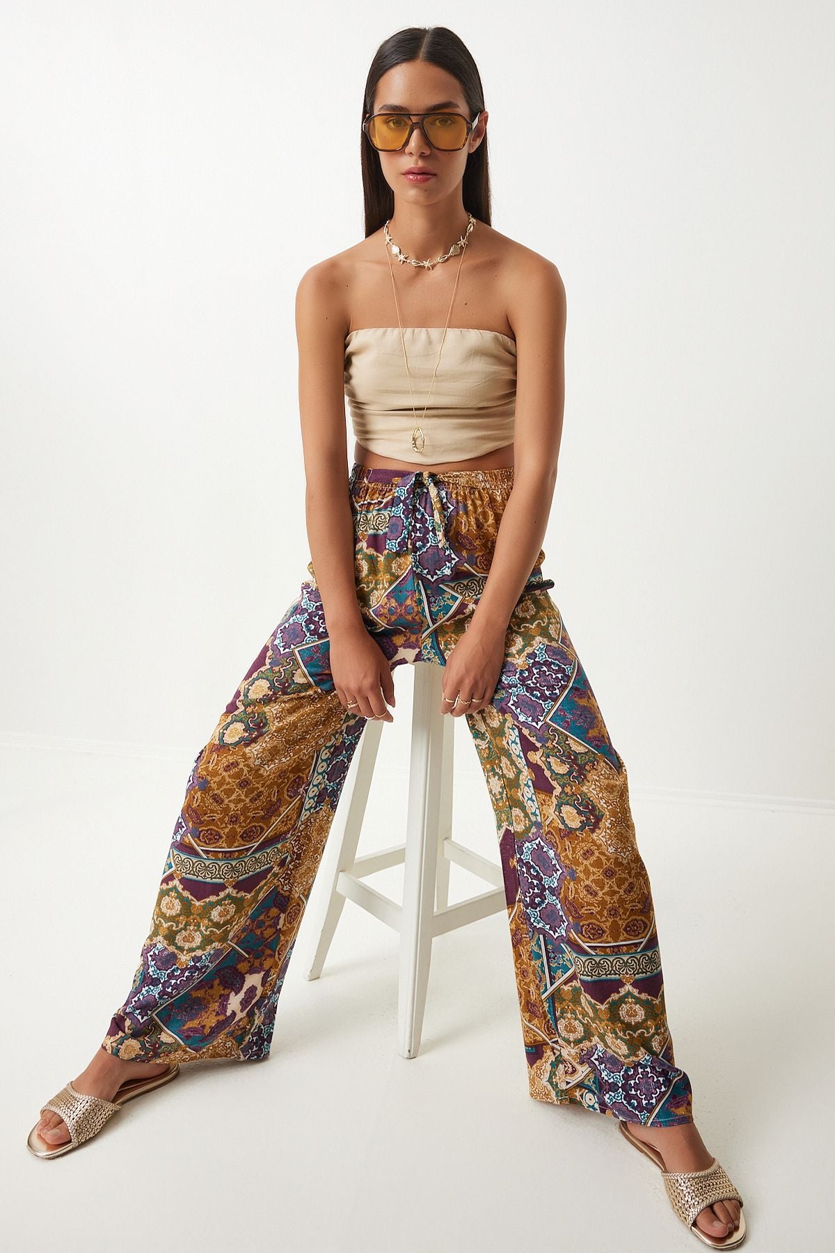 WOMEN'S DRUVER DROPPED VISCONE PALAZZO Pants EN00606