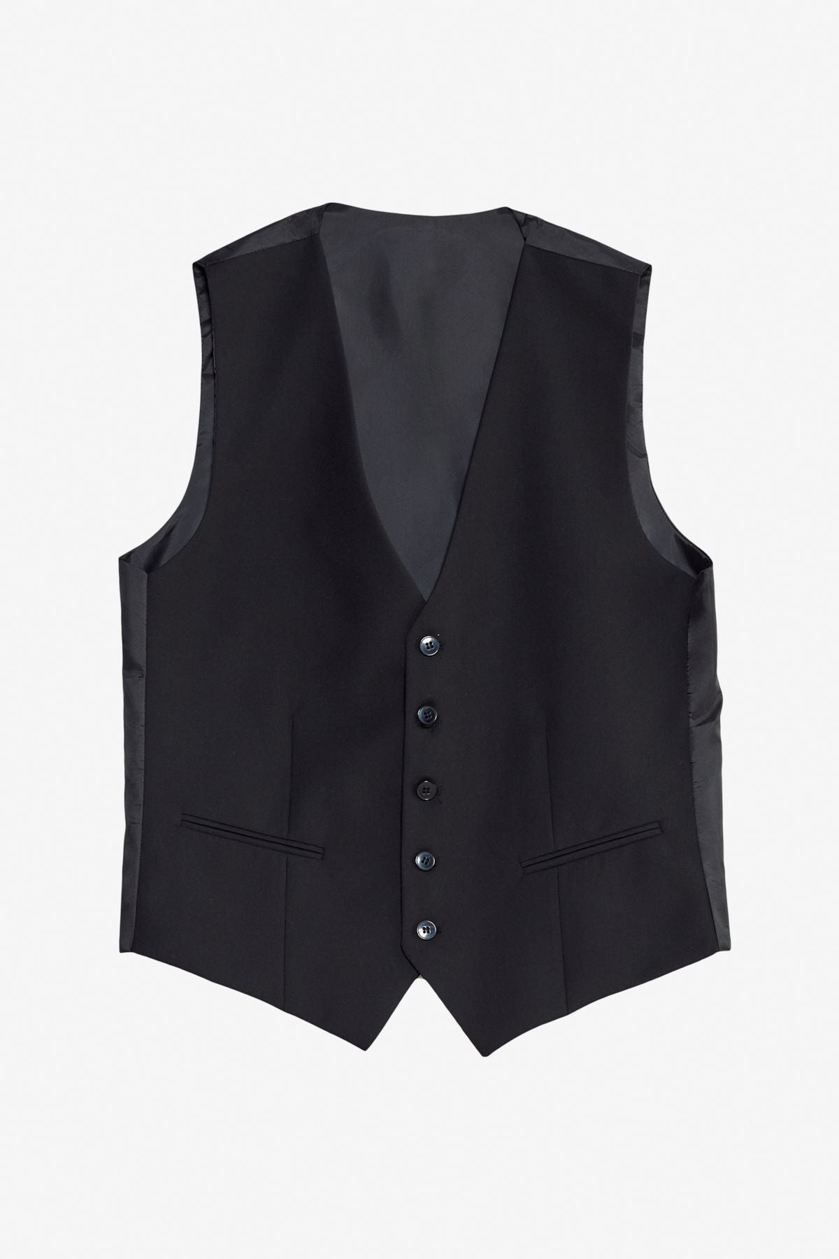 Men's Black Slim Fit Narrow Cut Swallow Cover Cep Cep Wit with Vest Suit