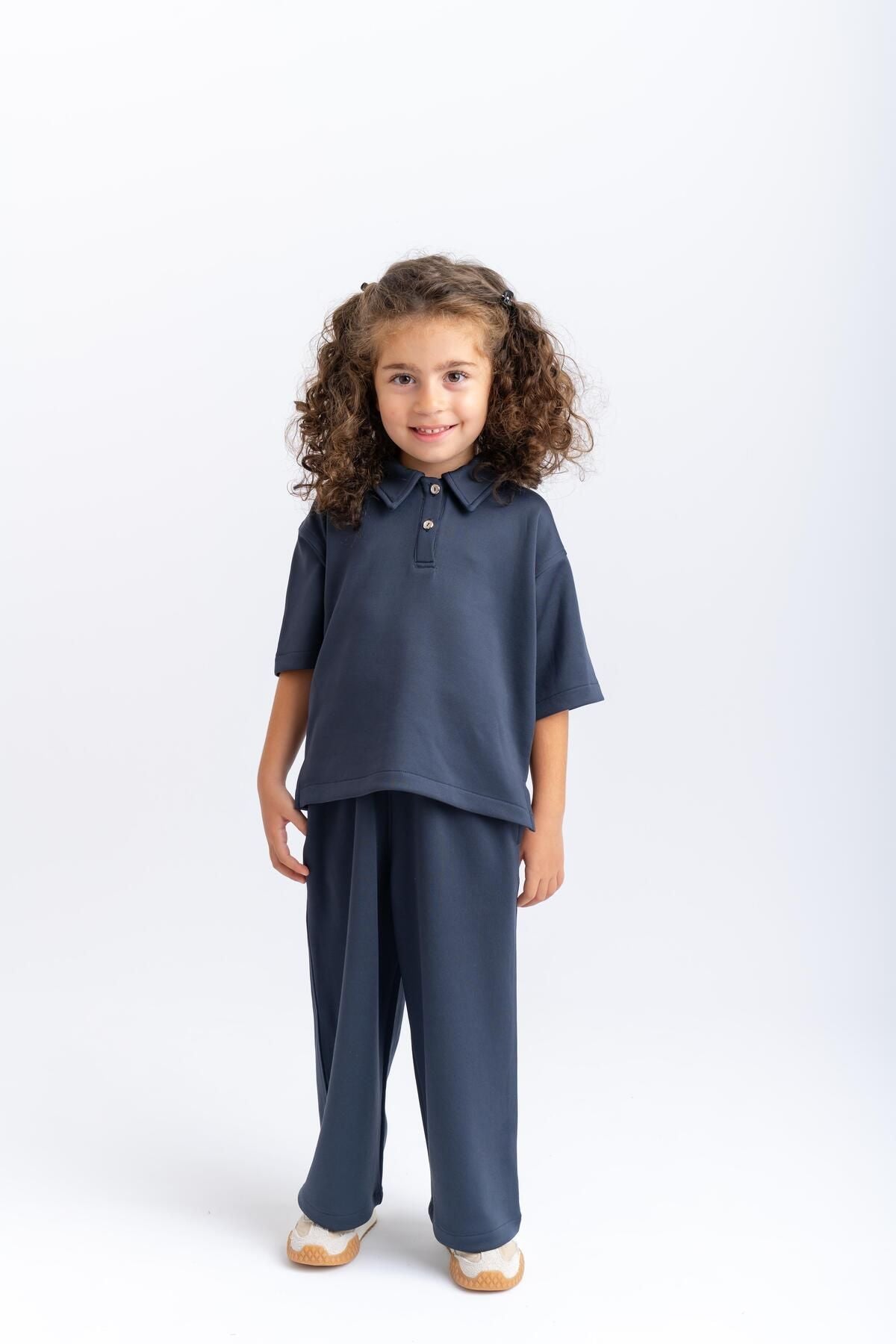 Polo Yaka Abundant Paçalı Set 2-7 years old navy blue