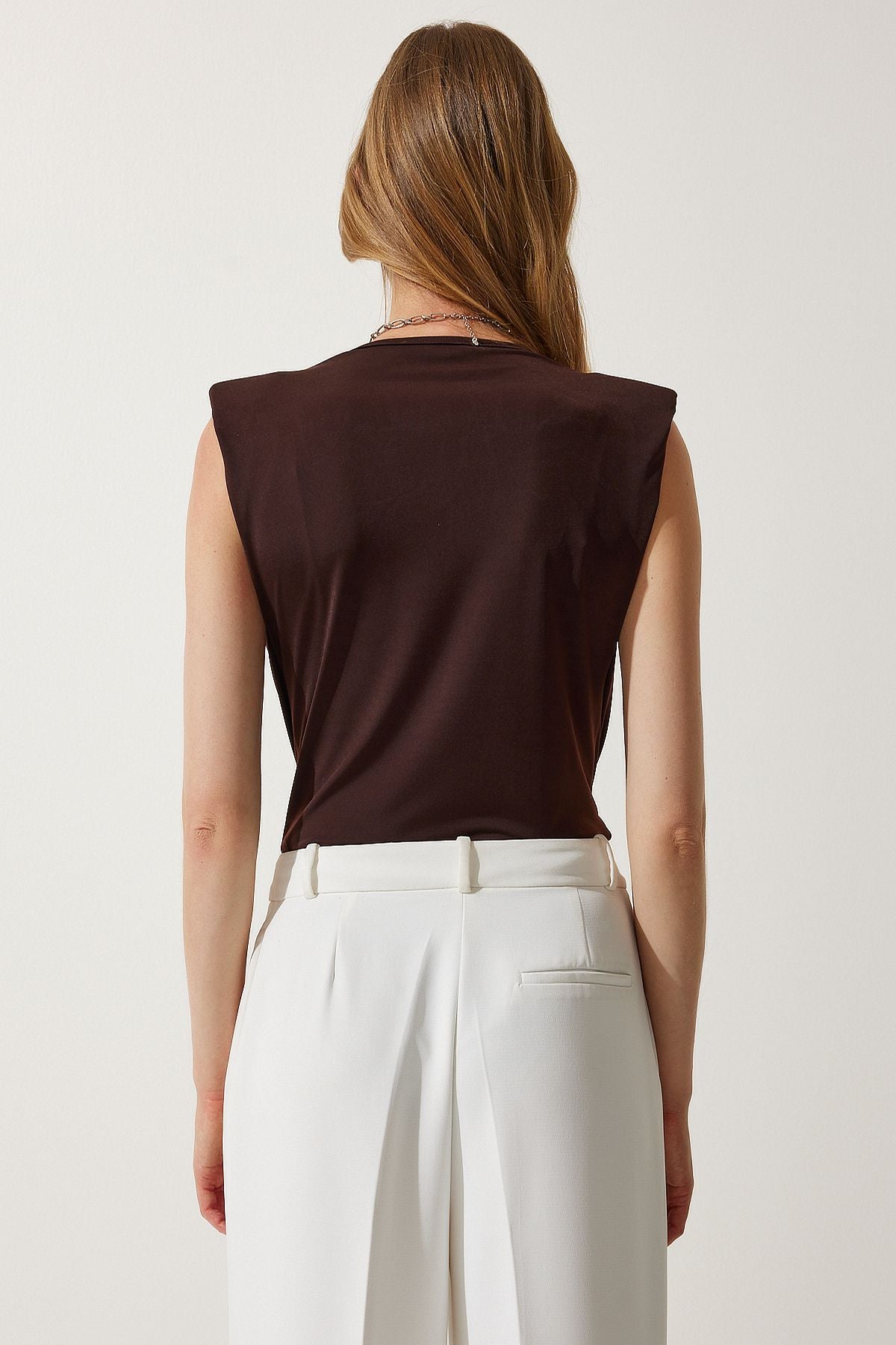 Female Brown Anvelop Yaka Patriotic Capital Knitting Blouse ZH00014