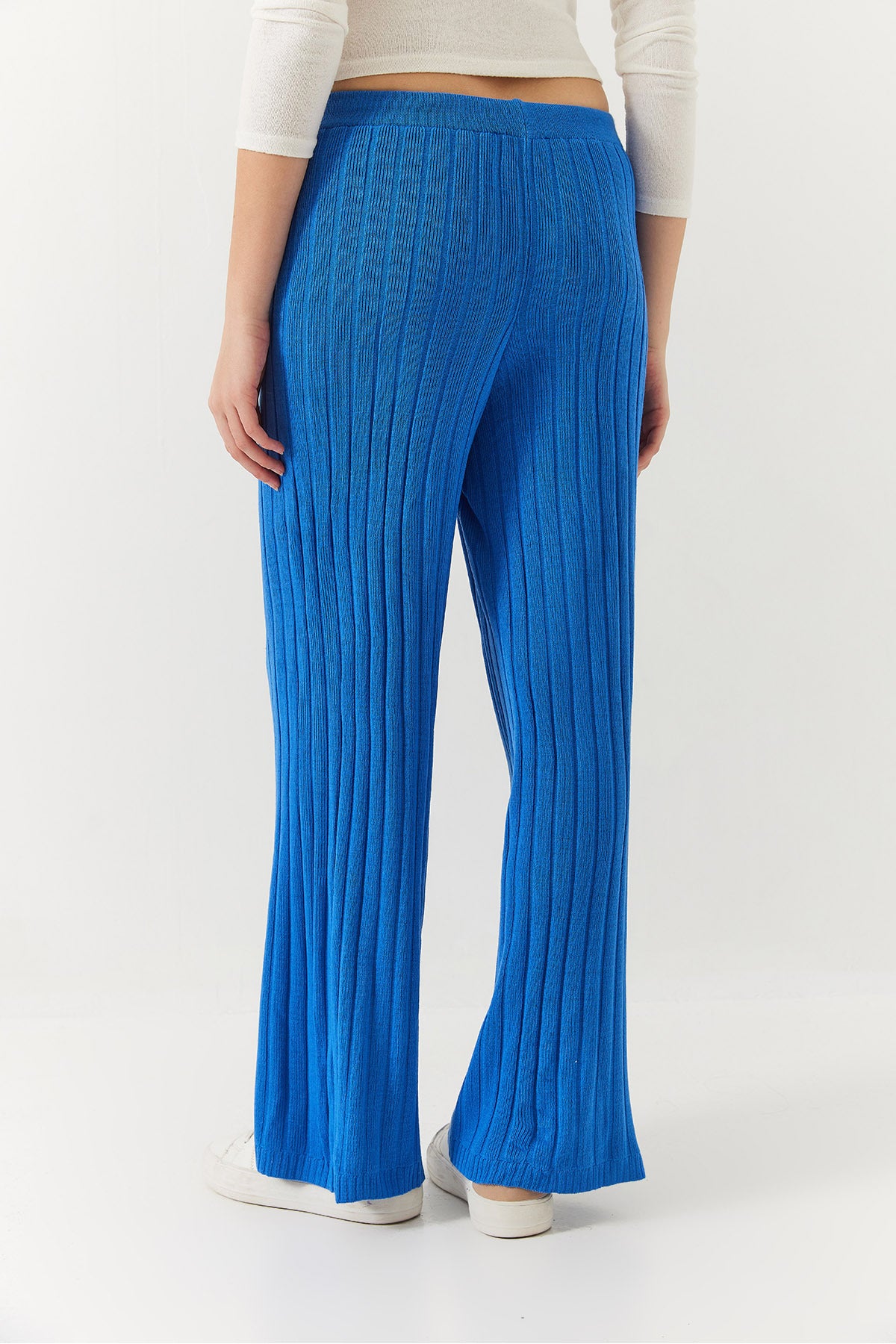 Women's Elastic Waist Ribbed Palazzo Trousers 20223118