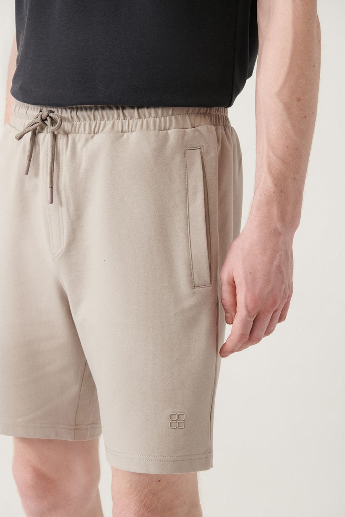 Men's Gray Side Pocket Knitted Cotton 2 IP Daily Short E003602